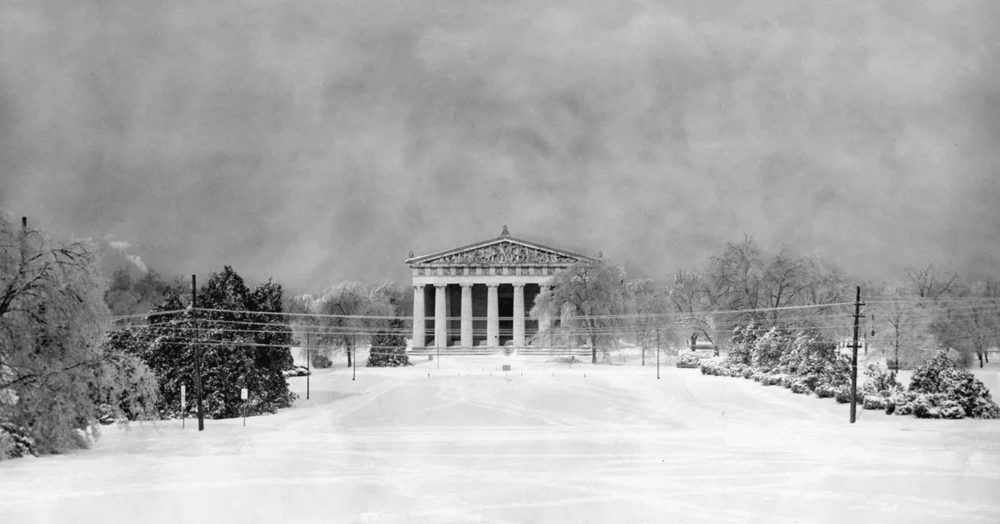 On February 1, 1951, the Parthenon stood frozen after Nashville&rsquo;s &ldquo;Great Blizzard&rdquo; blanketed the city in nearly 8 inches of snow and ice. 

📸  J.T. Phillips / The Tennessean 
.
.
.
.
.
#NashvilleParthenon #CentennialPark #Nashville