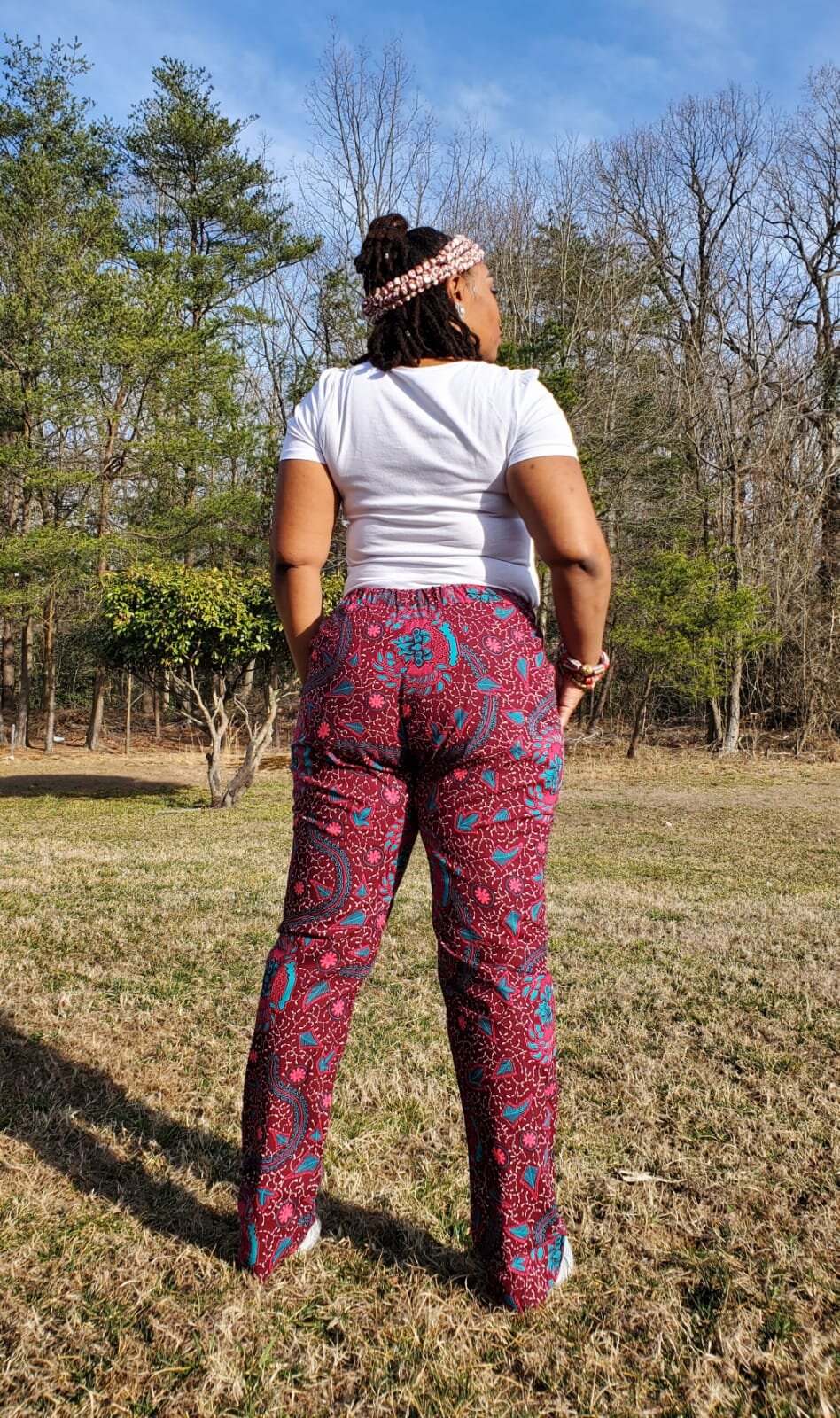 Jenny Red African Print Pants Set For Women