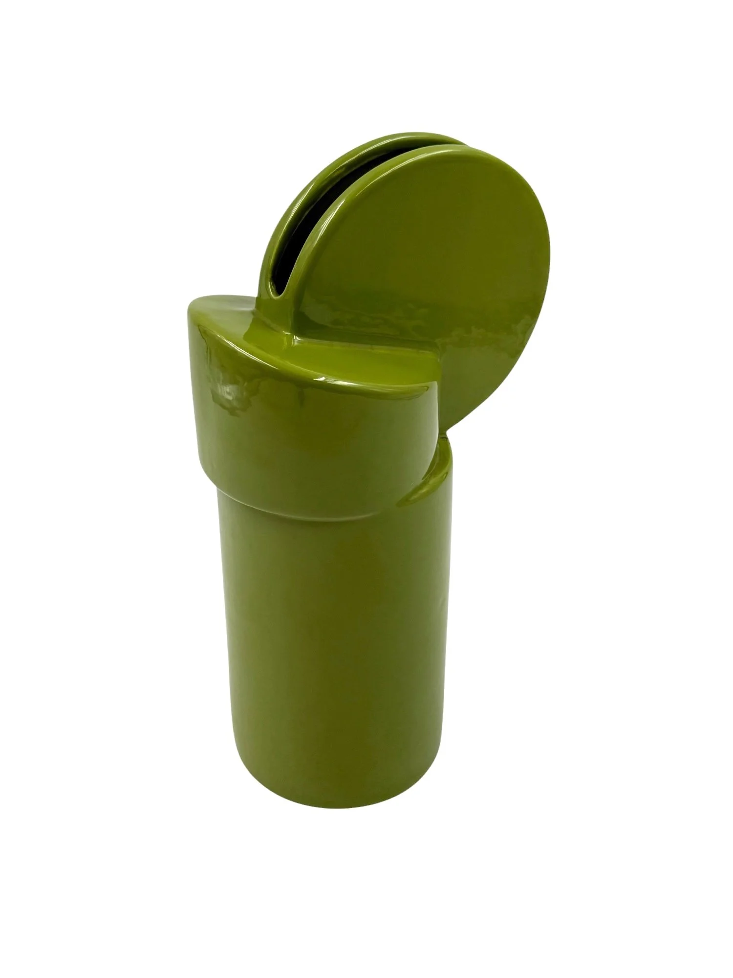 Space age green ceramic vase, Pietro Arosio, Parravicini Italy ca. 1960