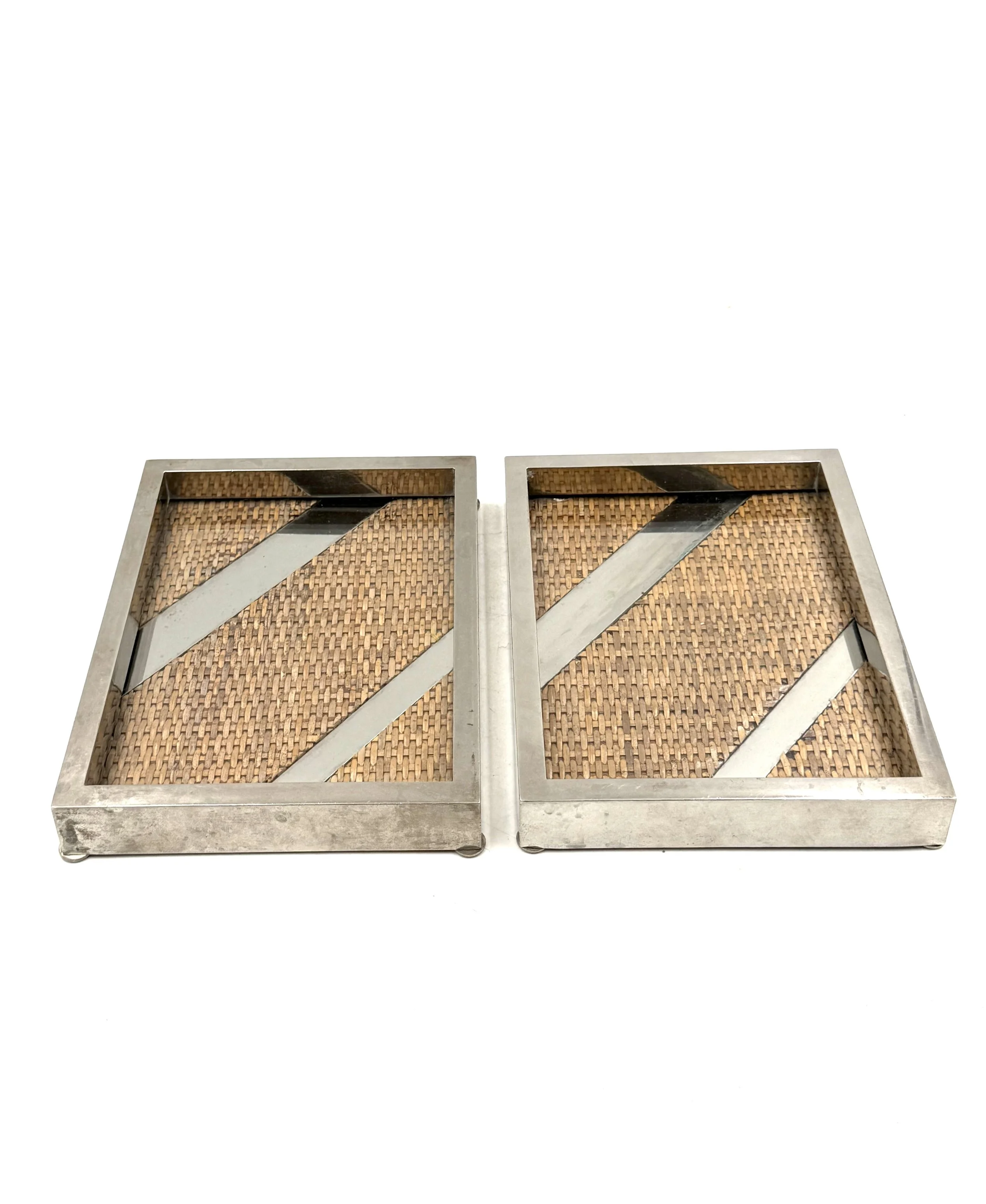 Hollywood regency set of 2 trays / vide poche, Tommaso Barbi Italy 1970s