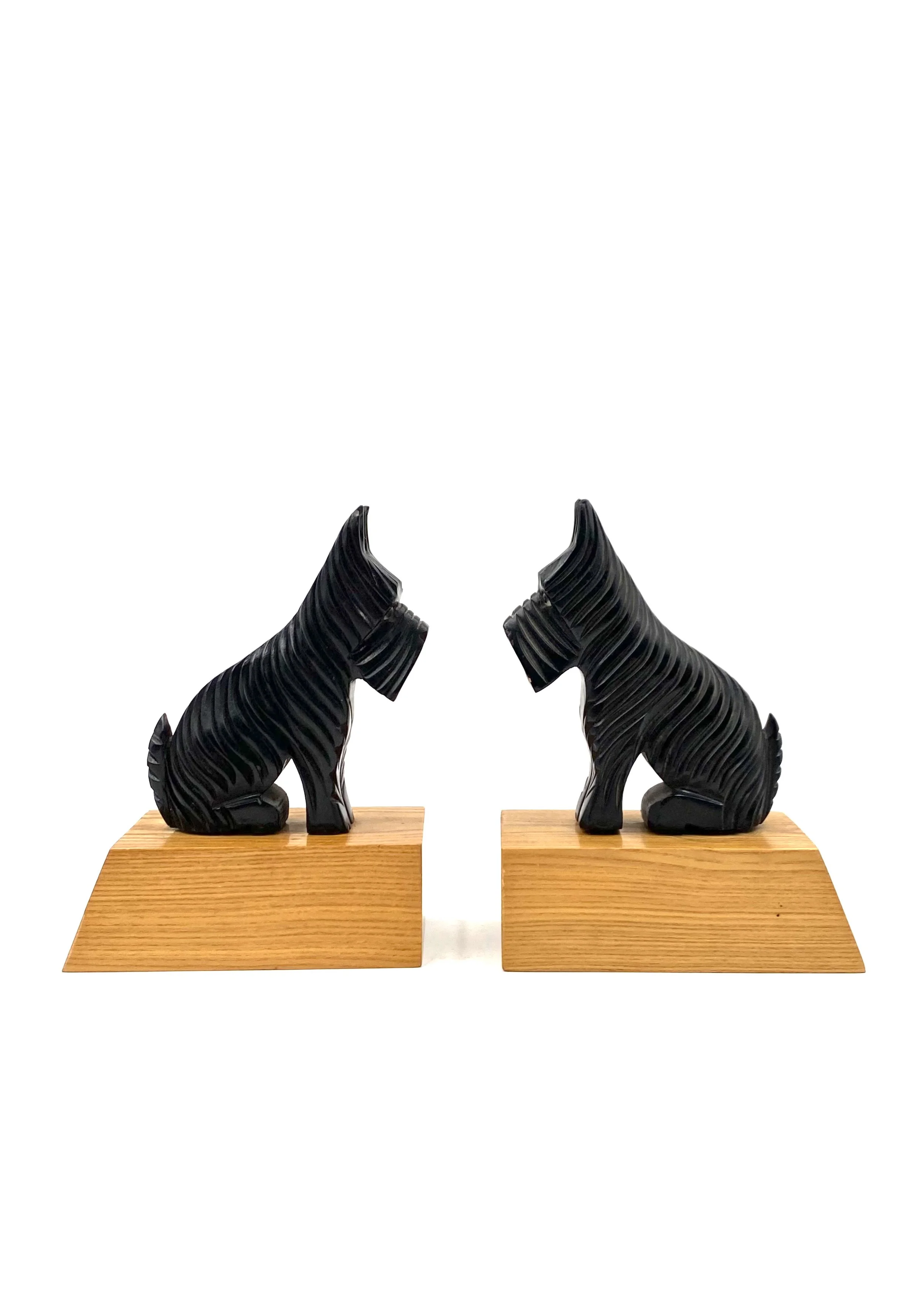 Midcentury wooden Schnauzer bookends, France circa 1950s