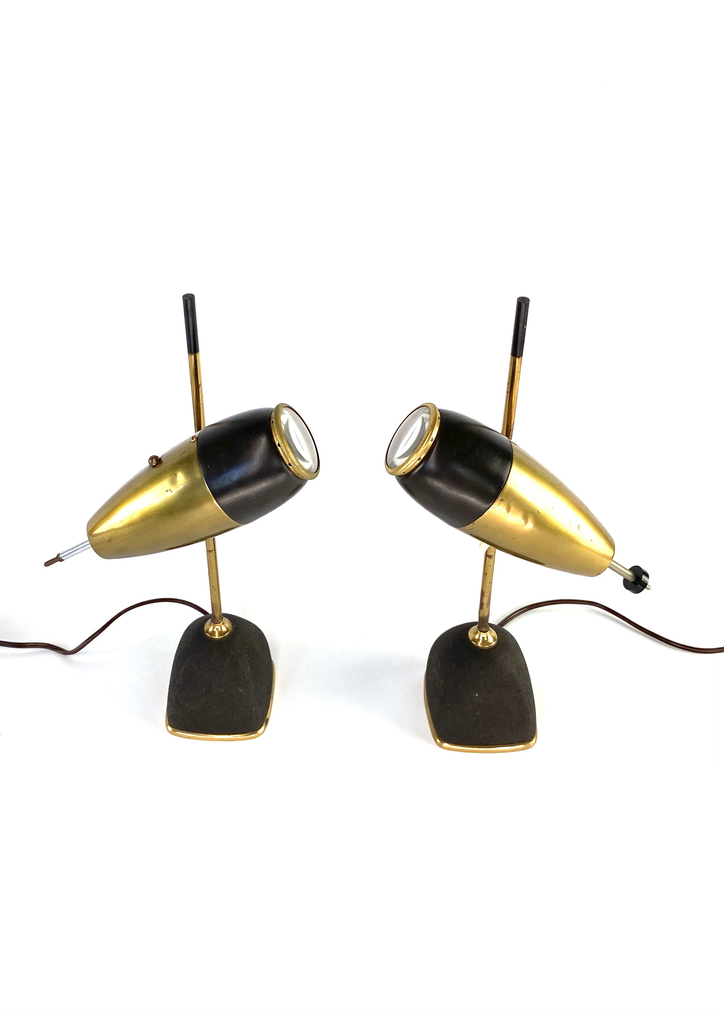 Oscar Torlasco, Rare Pair of table lamp mod. 577, Lumi Milan, 1960