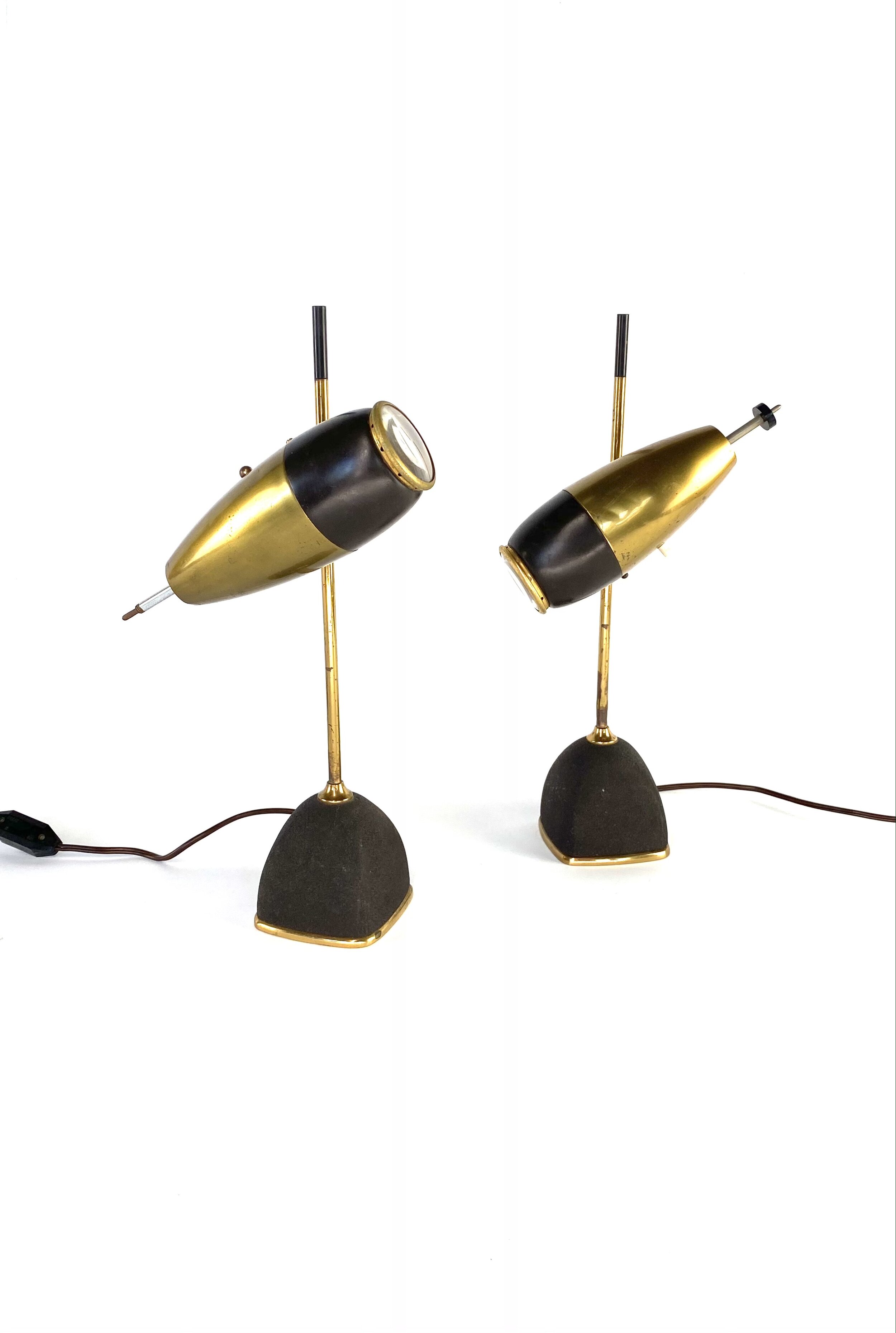 Oscar Torlasco, Rare Pair of table lamp mod. 577, Lumi Milan, 1960
