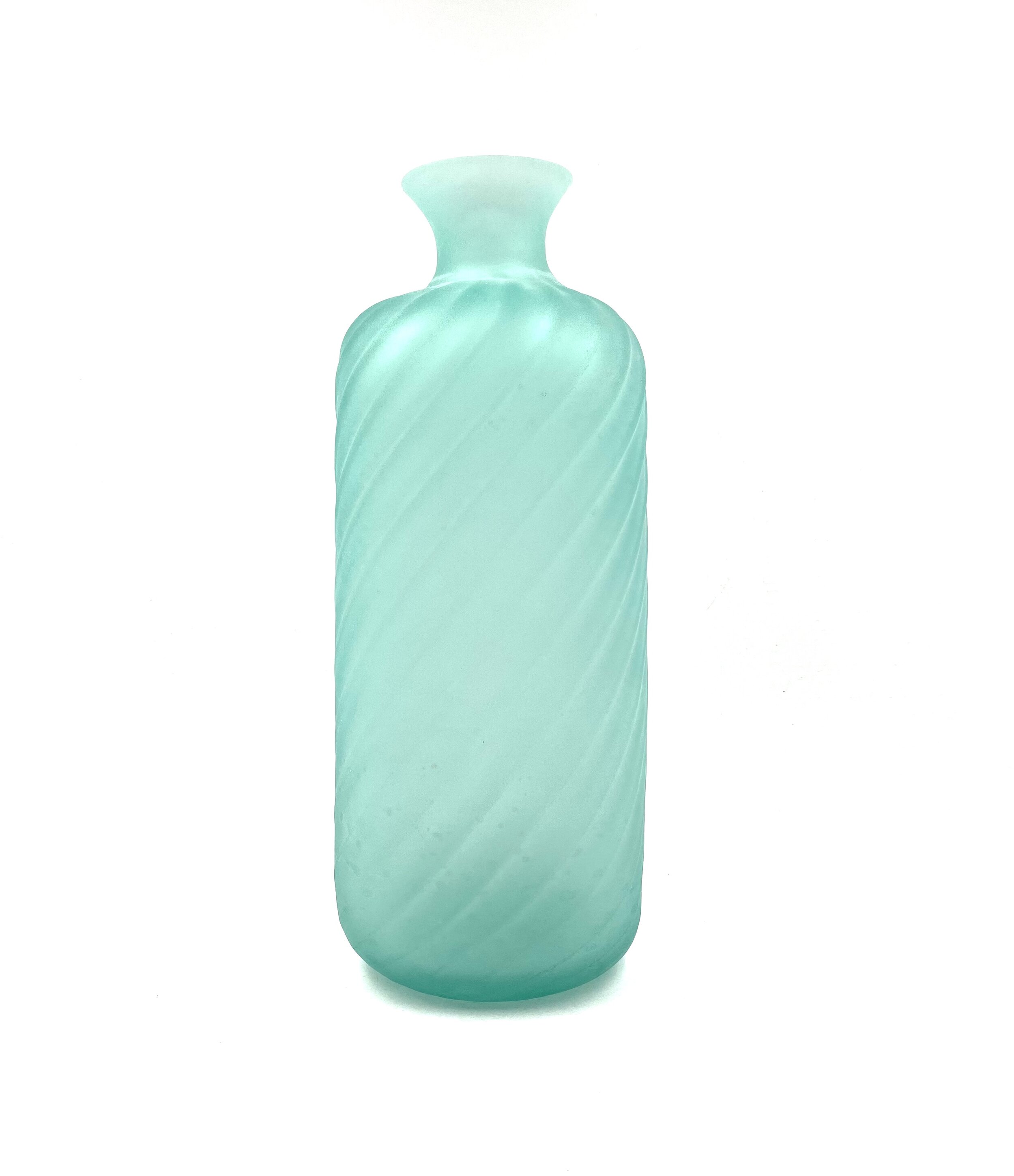 Gino Cenedese, Murano frosted glass aqua green vase, Cenedese, Murano Italy 1970s