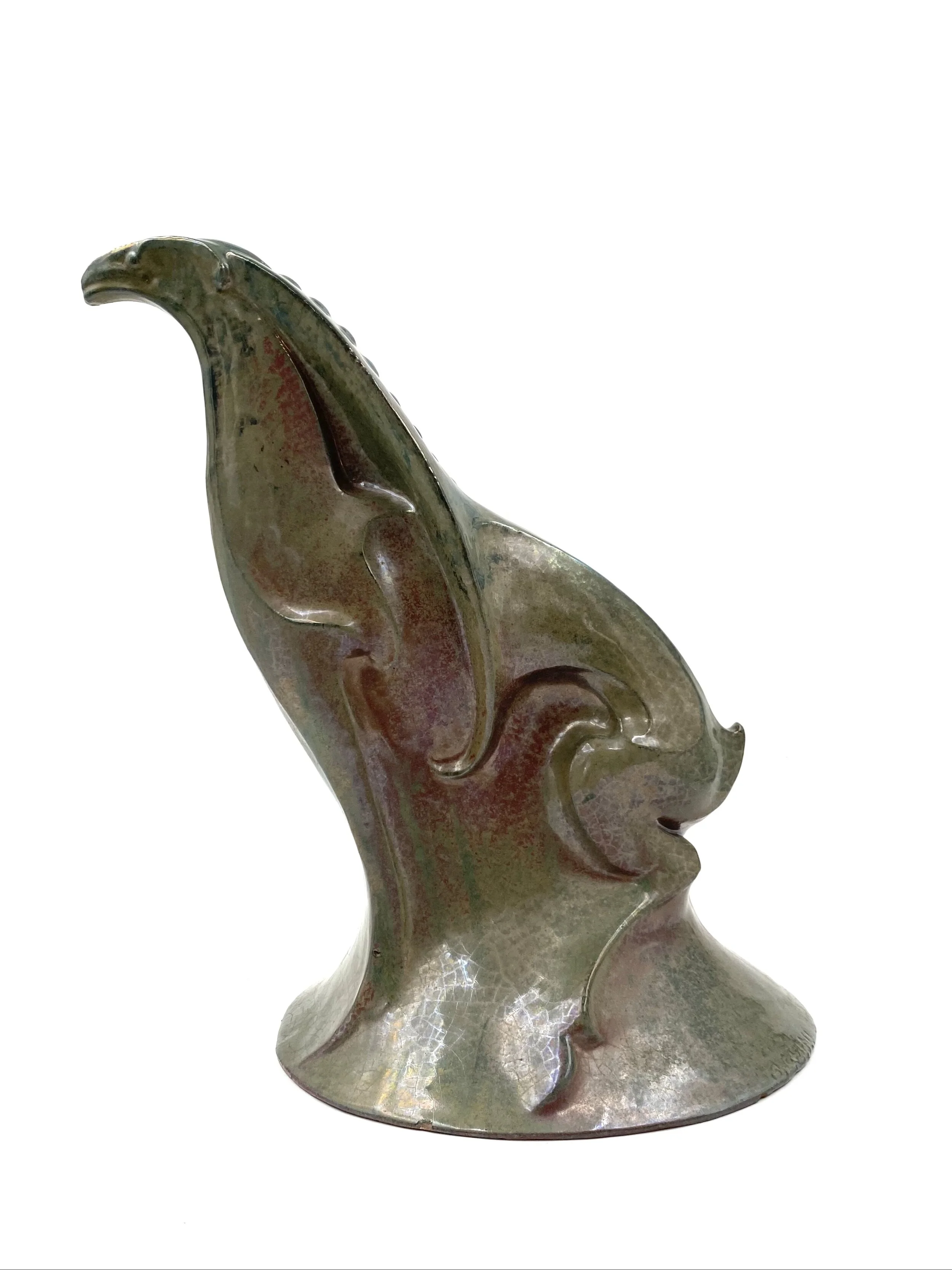 A. Chini, "Créature Fantastique" ceramic craquelé sculpture, Italy 1930s
