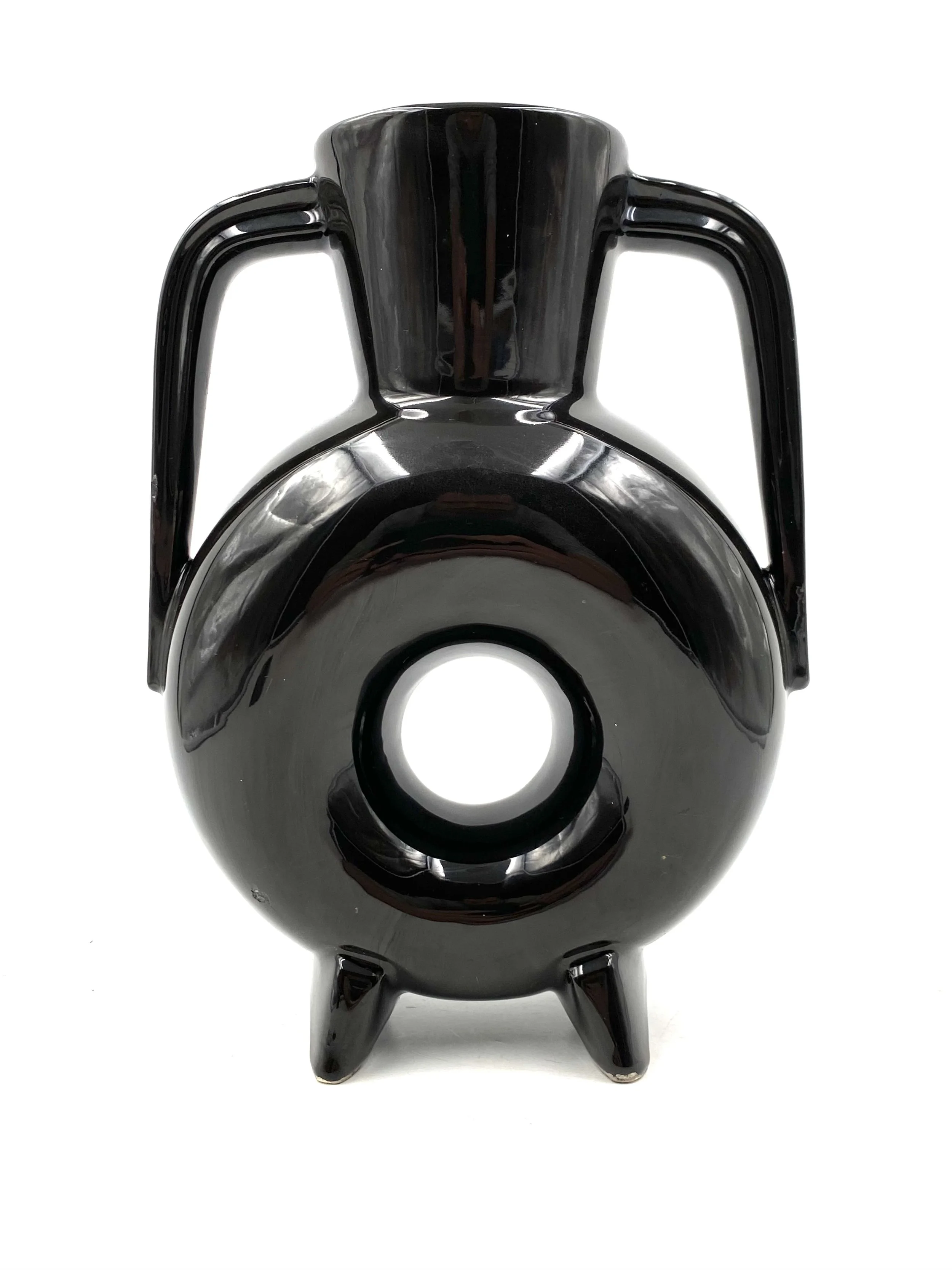 Organic modern black ceramic vase, France 1970s