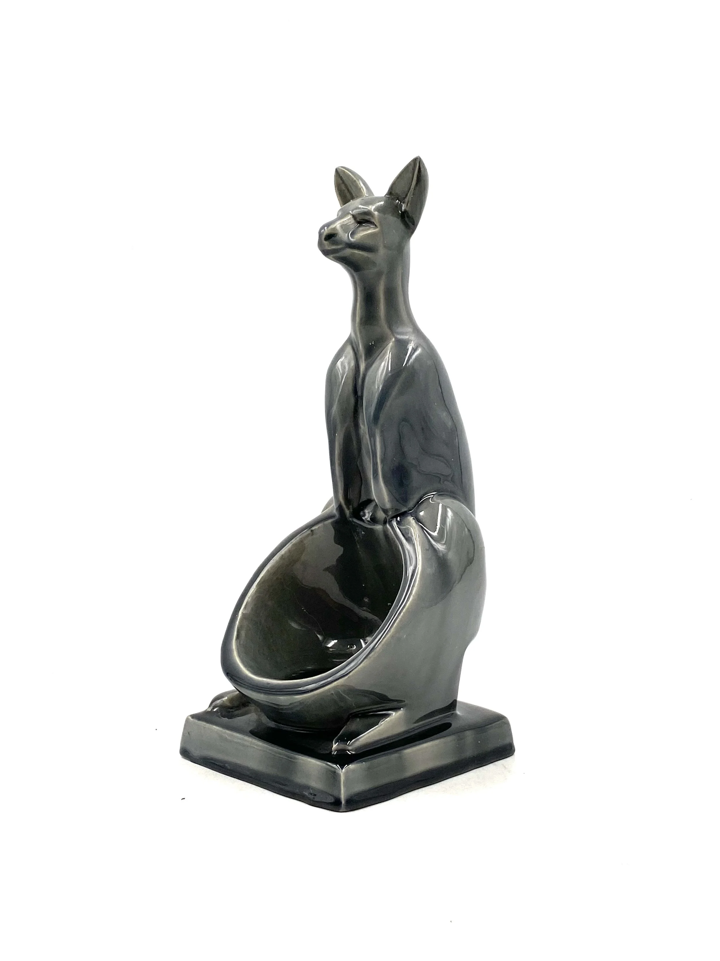 Art Deco Kangaroo ceramic vide poche, Aladin France 1940s