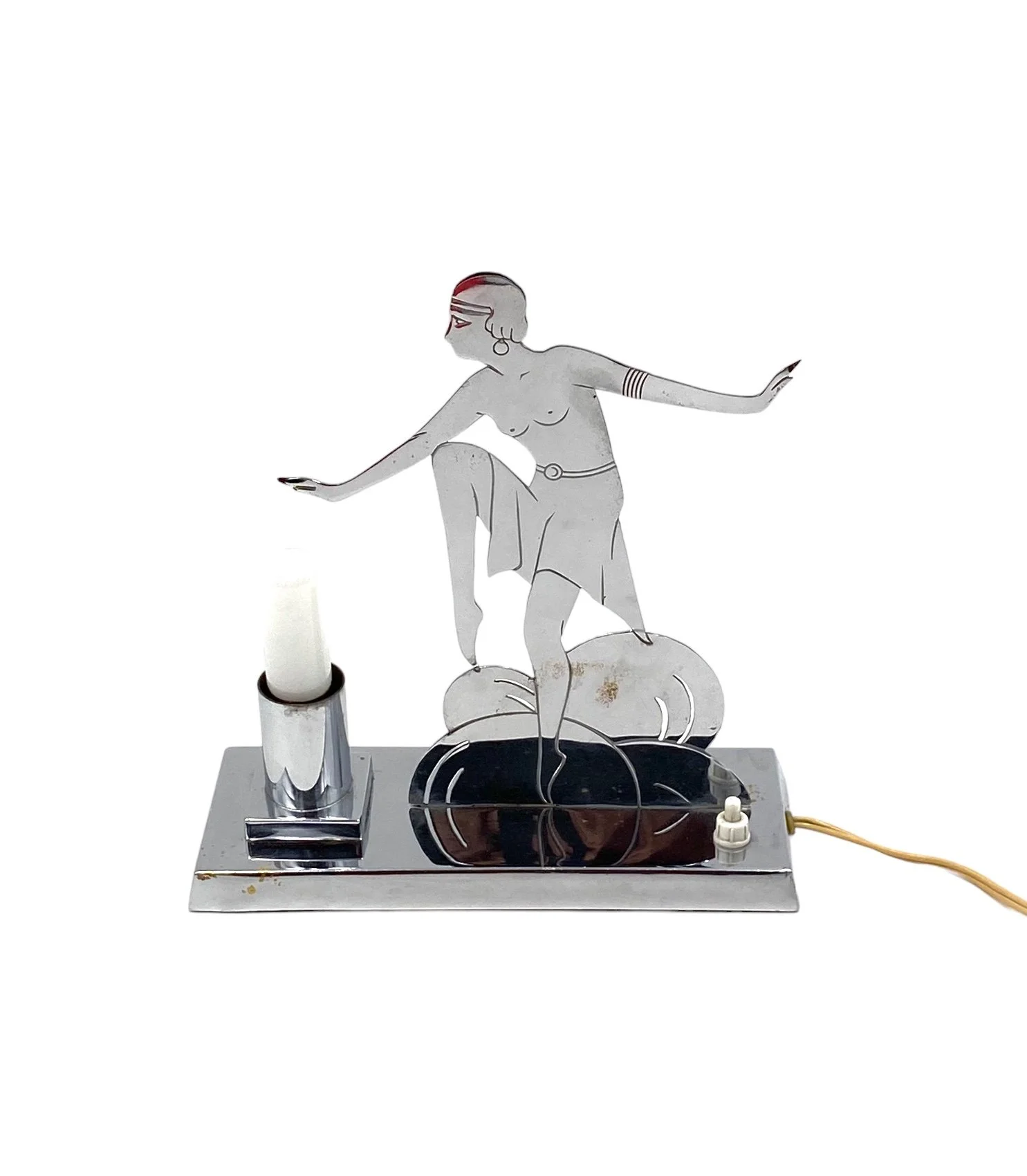 Art Déco Charleston Dancer cubist Table Lamp, LW Paris France, circa 1930