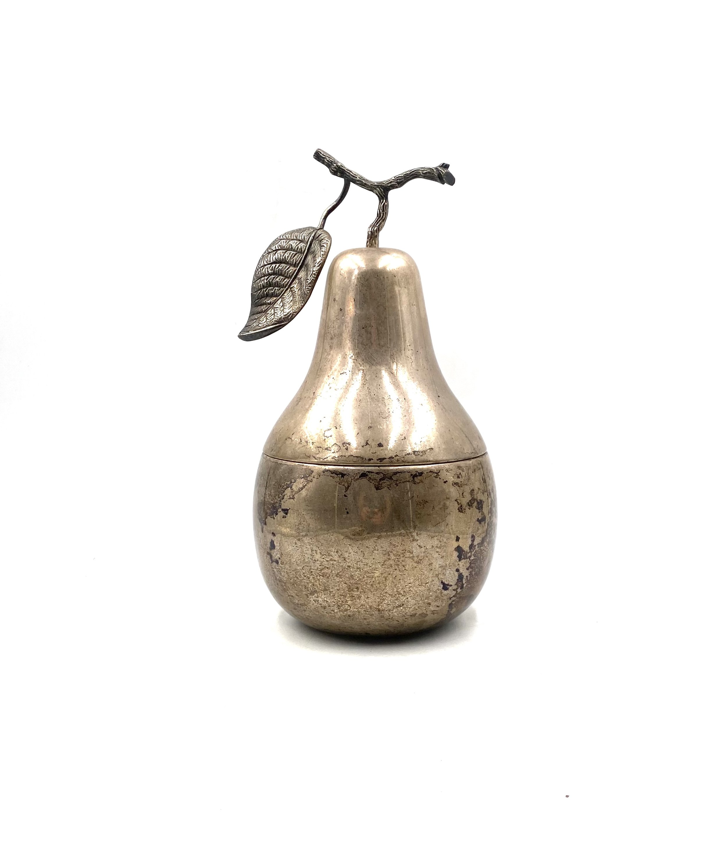 Modern silver-plated Pear wine cooler / ice bucket, Teghini Firenze Italy 1970s