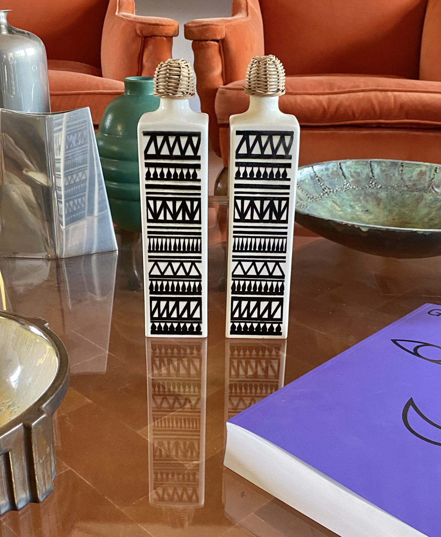 Mid-century set of 2 ceramic bottles, Staffel Limburg Germany 