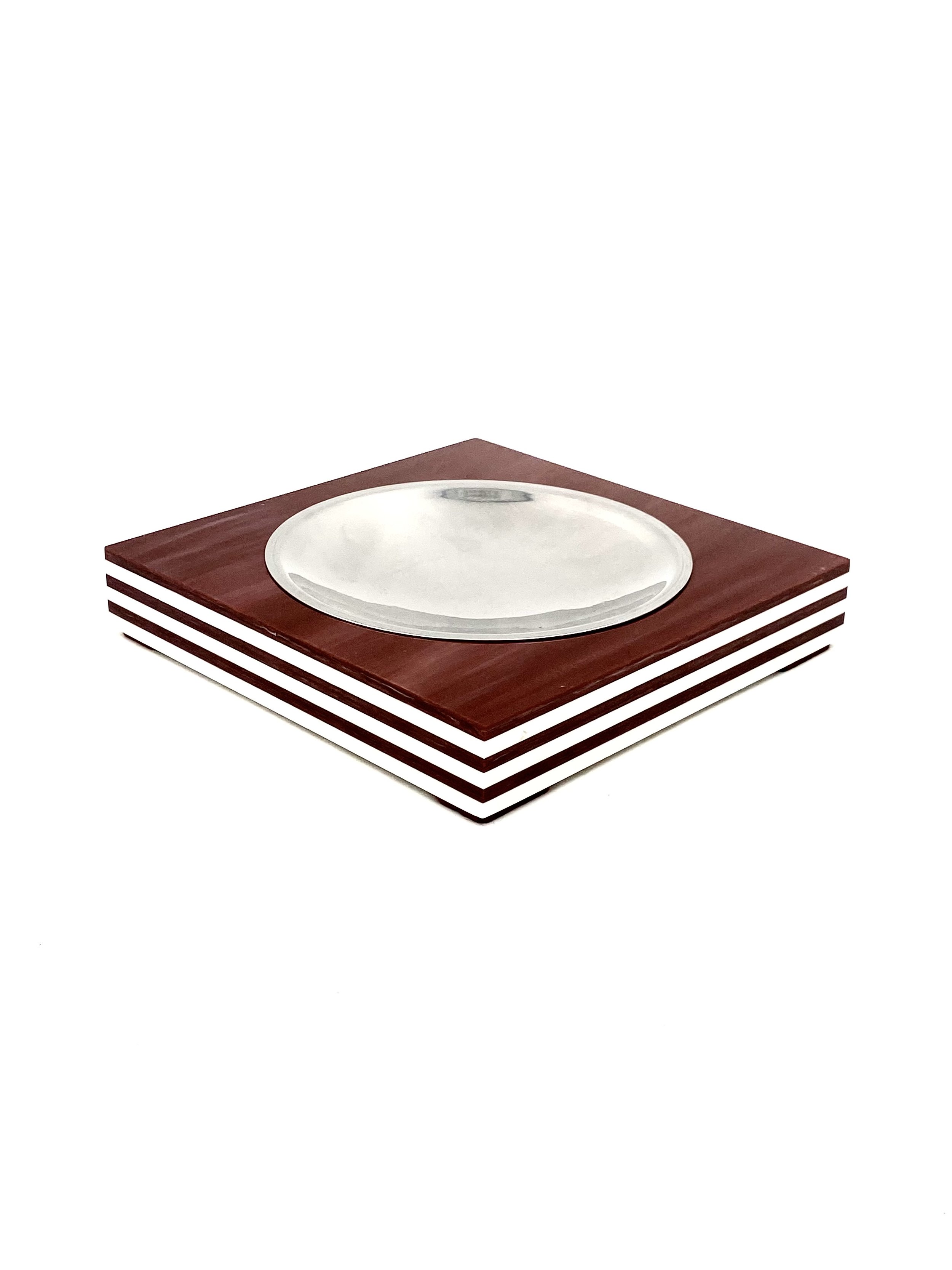 Mid-century brown and white stripes ashtray, Italy 1960s