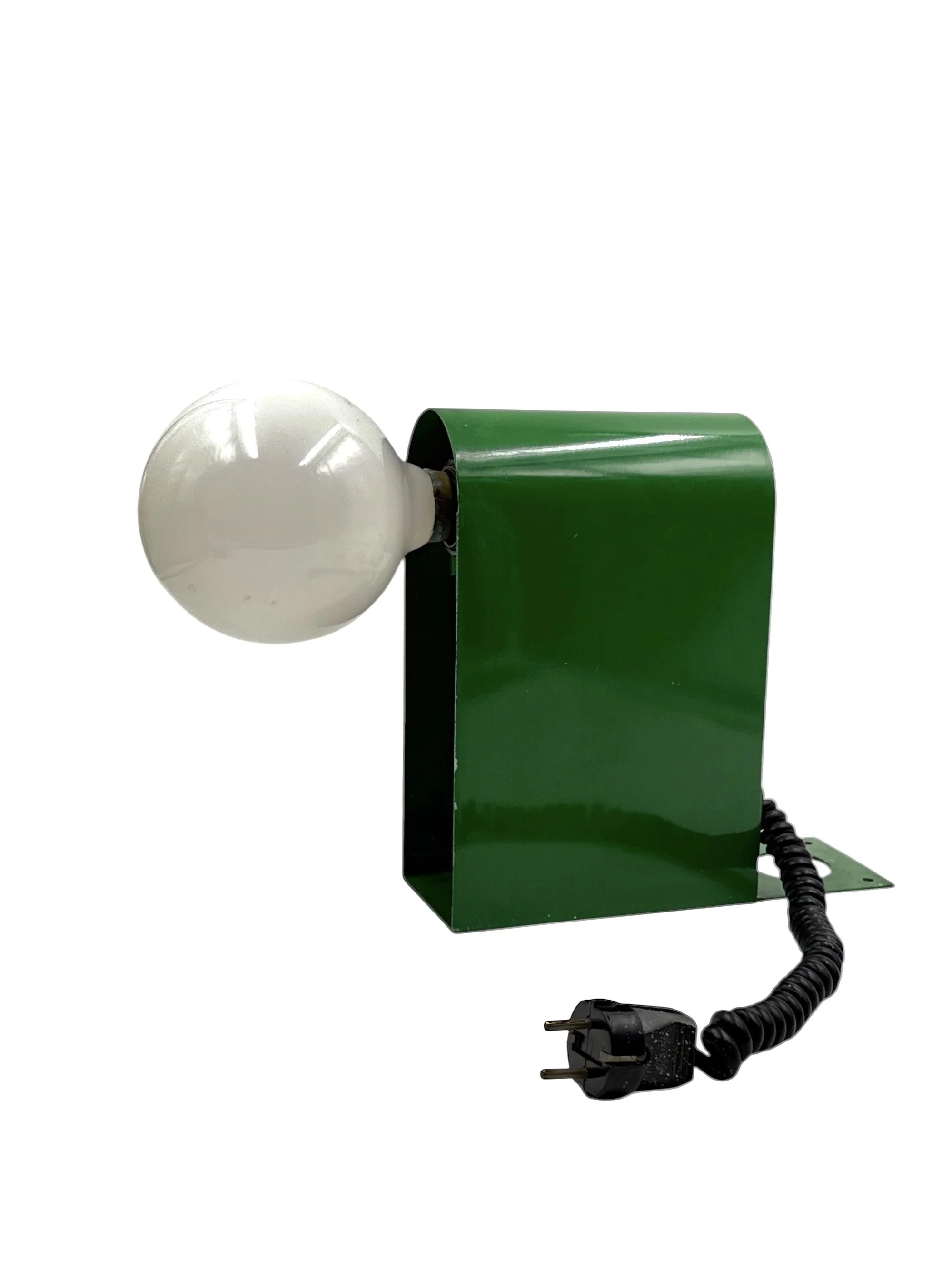 Italian Space Age green lacquered metal lamp table and wall version 1970s