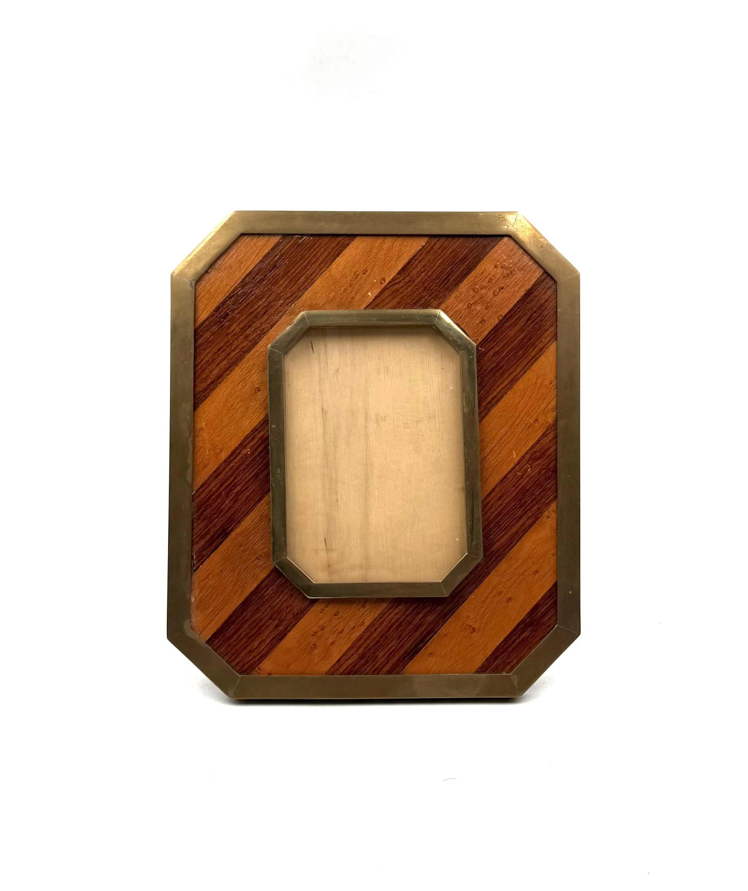 Gabriella Crespi Style, Italian Vintage Frame, 1970s Wood and Brass, Mid-Century Modern Decor.