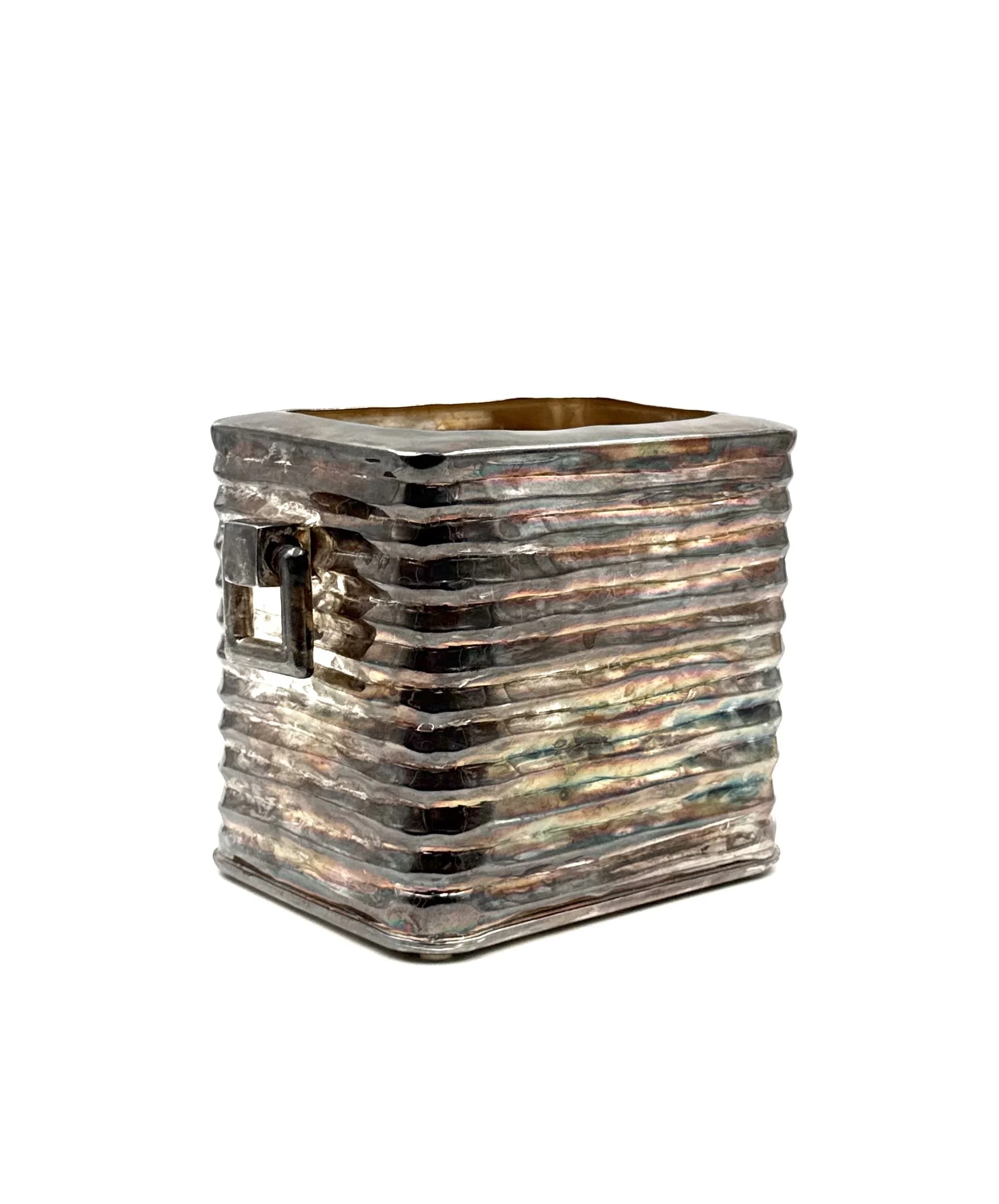 Vintage 1940s Italian mid-century modern silver-plated ice bucket for barware collecting