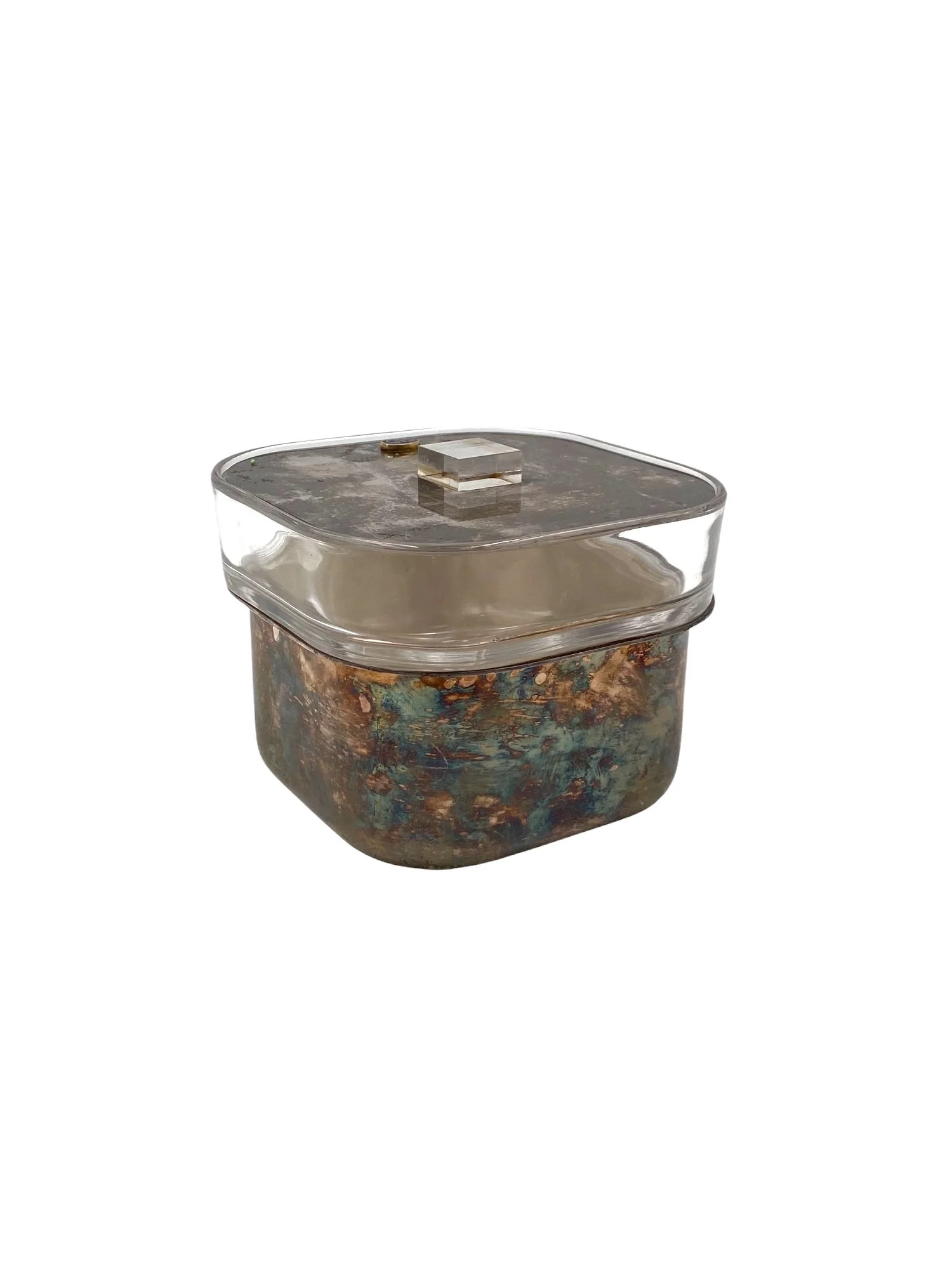 Mid-century silver-plated and glass ice bucket, Sambonet Italy 1970s