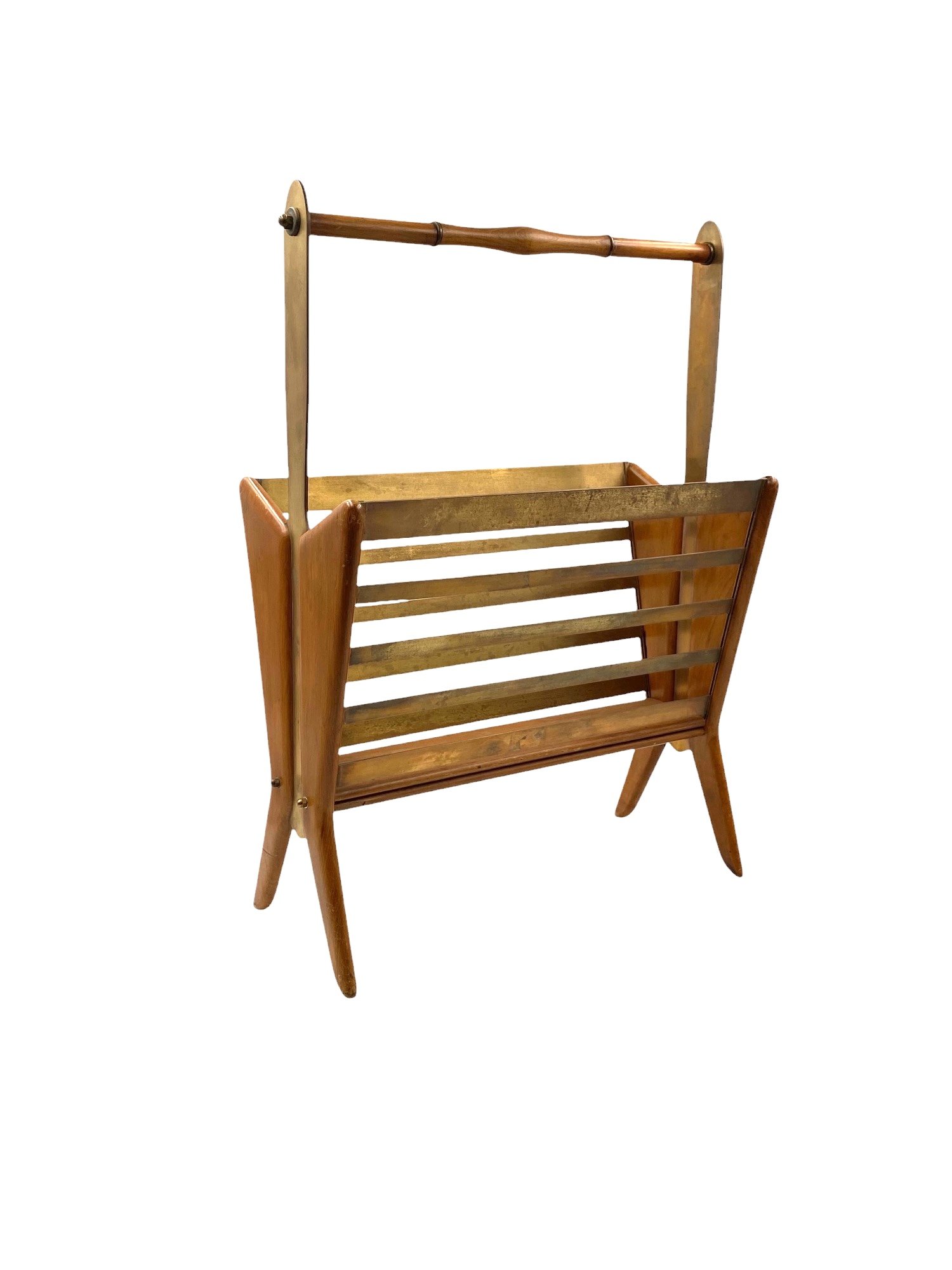 Mid-century Modern brass magazine rack, Ico e Luisa Parisi  Italy 1950