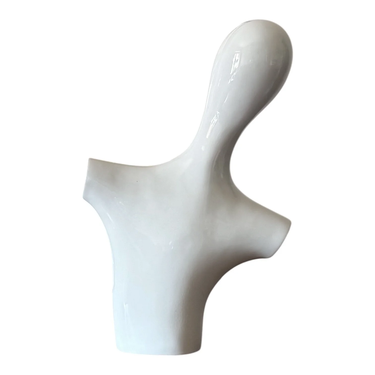 Vintage 1980s Italian postmodern ceramic bust sculpture displayed on a pedestal in an interior design setting.