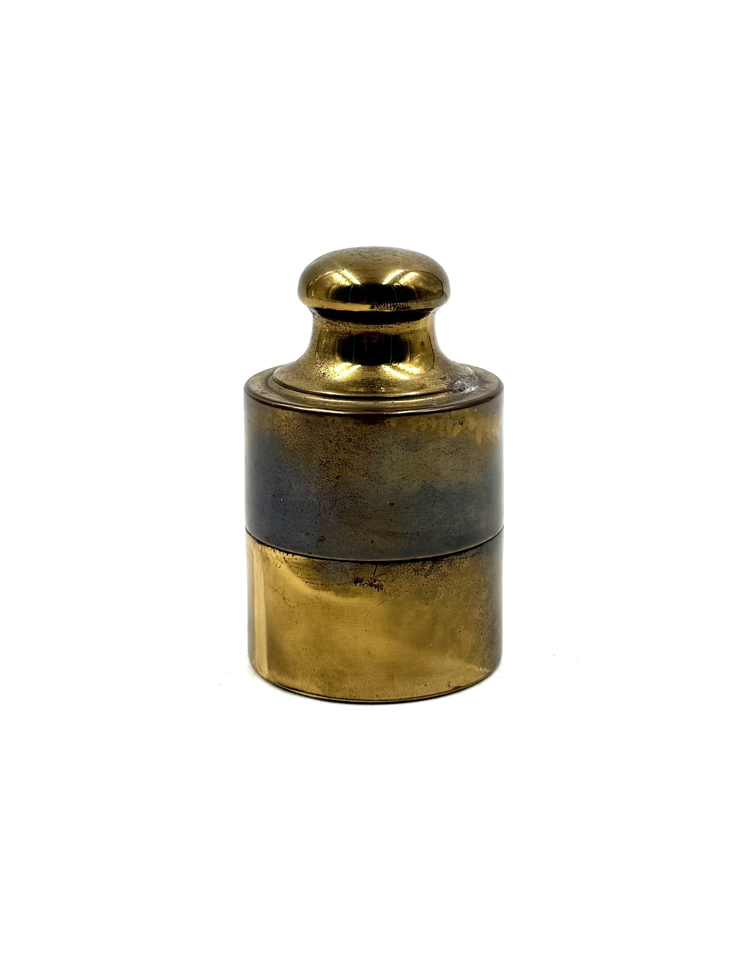 Mauro Manetti vintage brass table lighter shaped like a traditional scale weight Italy circa 1970.