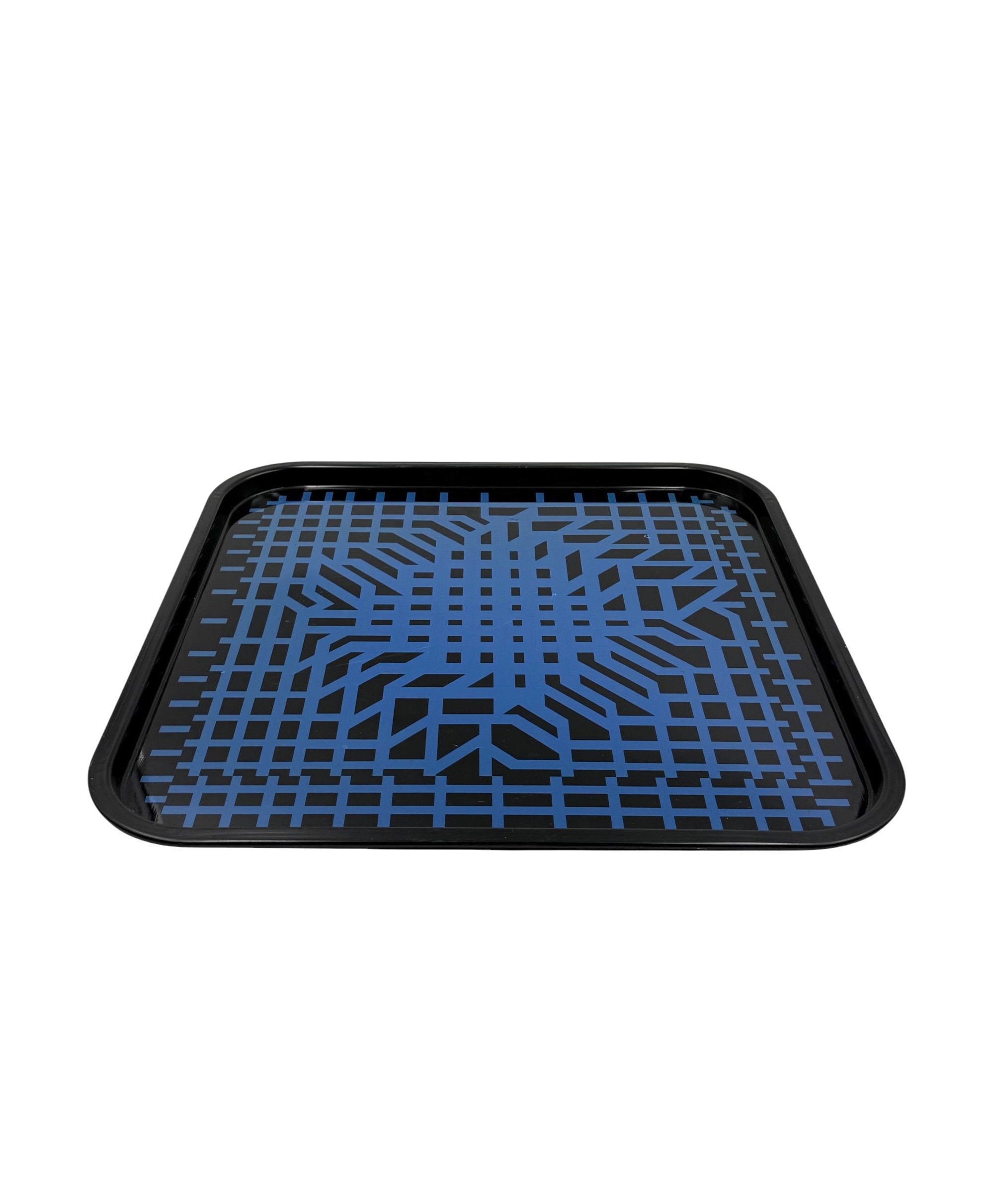 Victor Vasarely, Space age Op art metal tray, Limited edition Metalgraf Italy 1970s