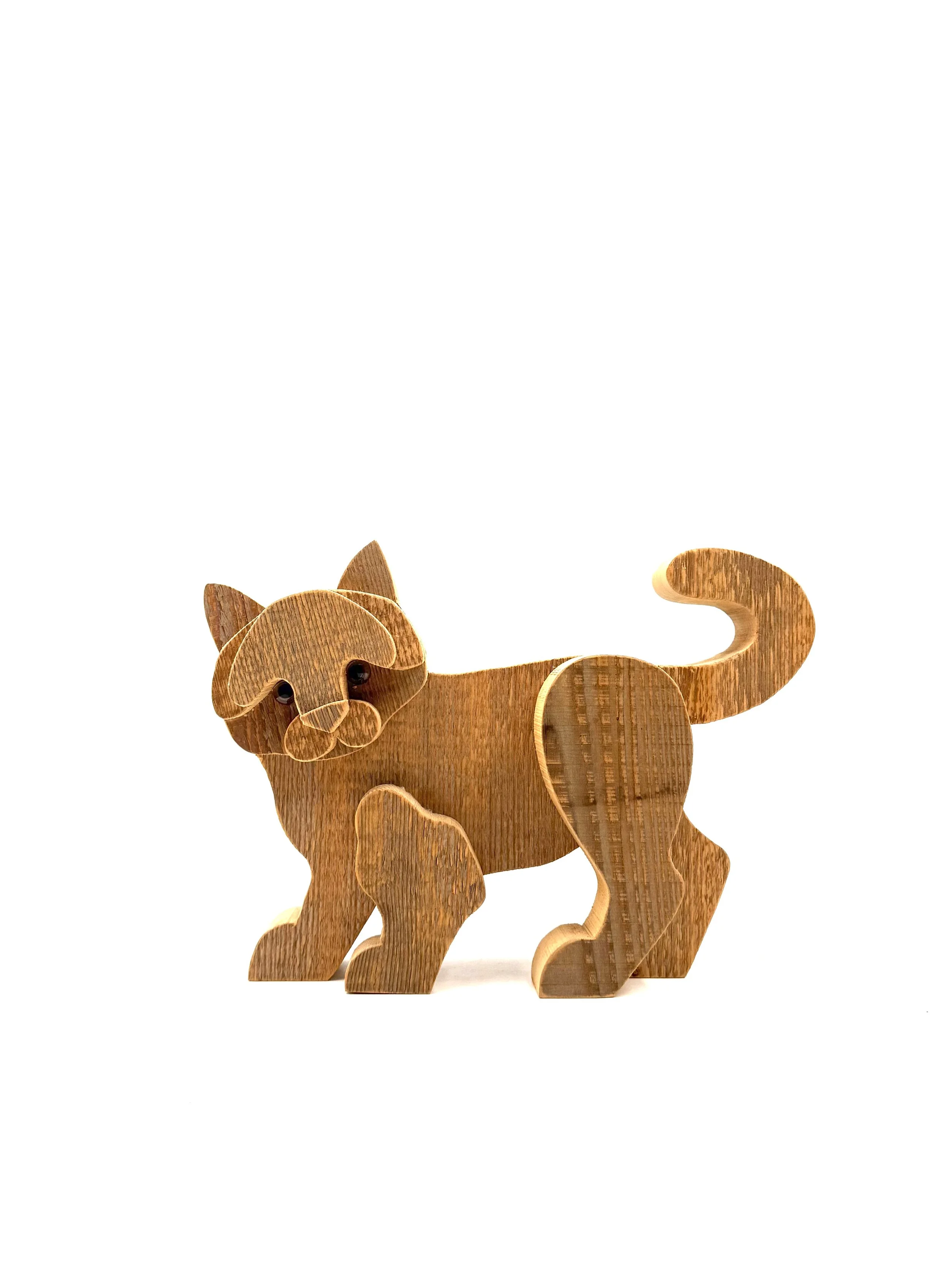 Bottega Michelangeli, Cat wood sculpture, Orvieto Italy 1970s