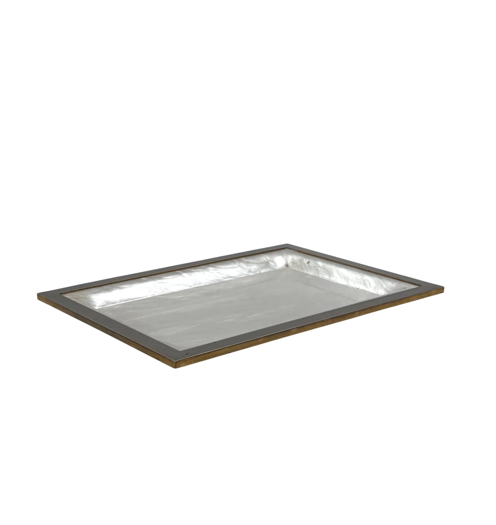 Hollywood regency brass and faux mother of pearl lucite tray, Italy 1970s