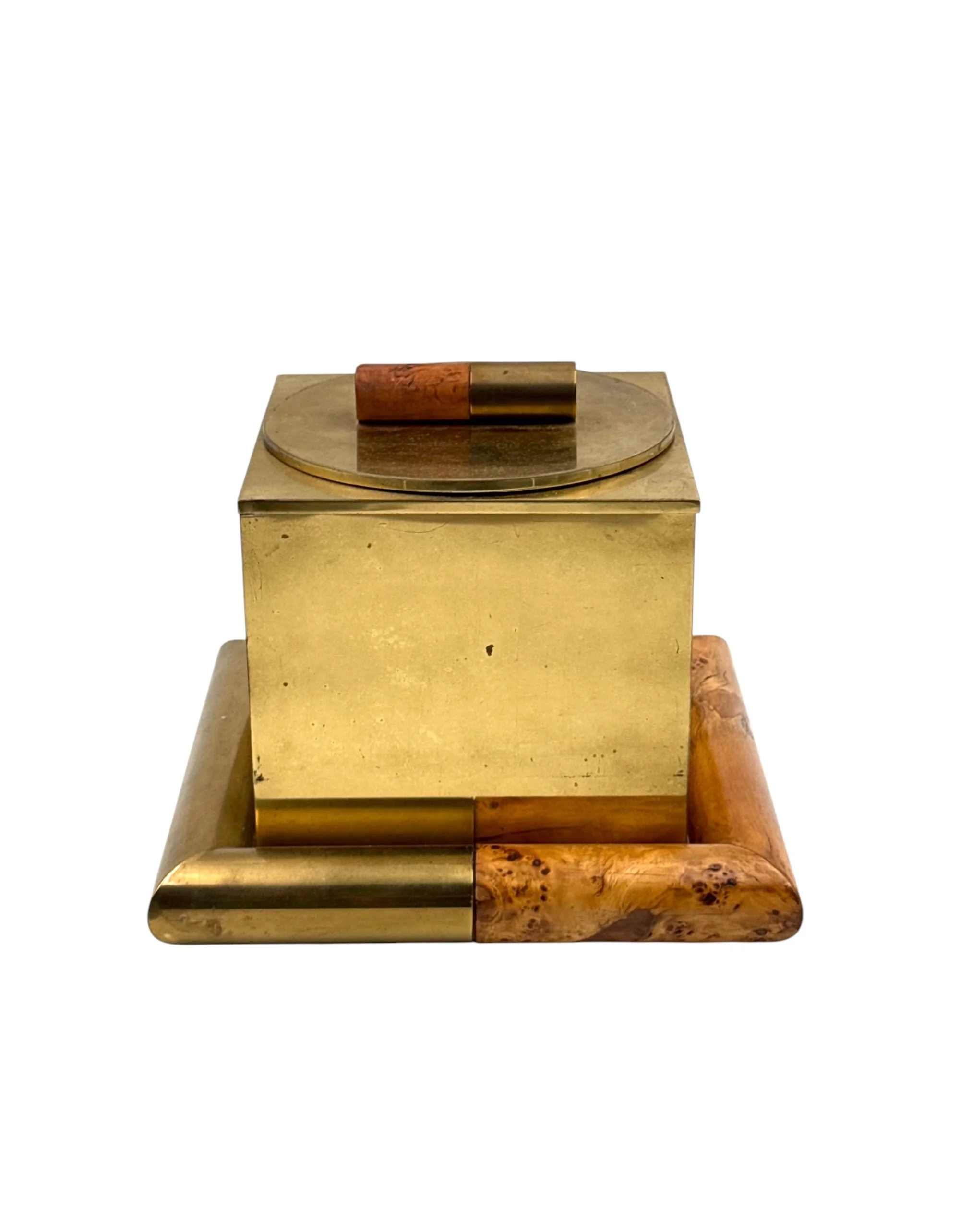 Vintage Tommaso Barbi brass luxury ice bucket with TB Italy mark, mid-century Italian design circa 1970