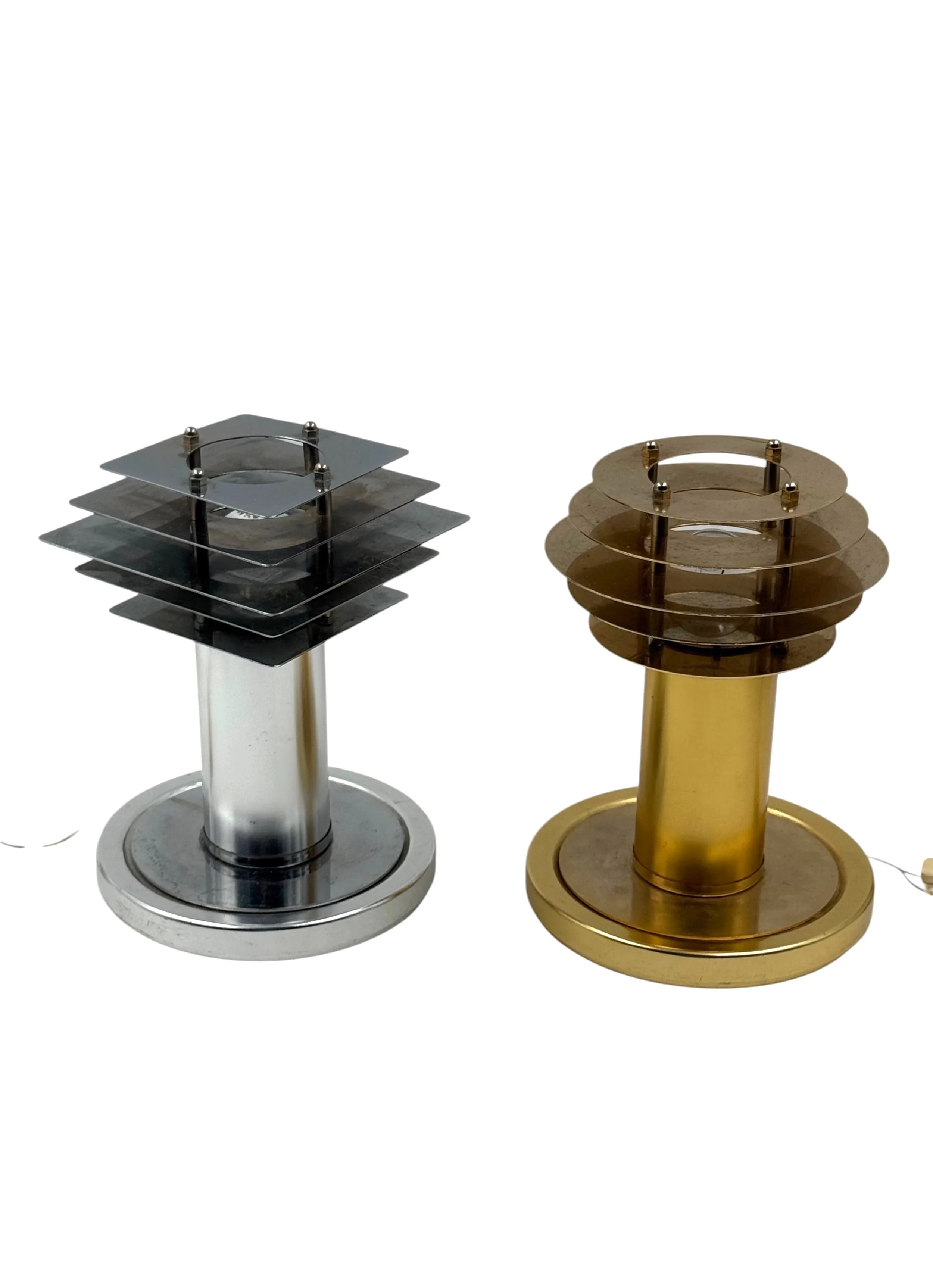 Space age set of 2 table lamps, Italy 1970s