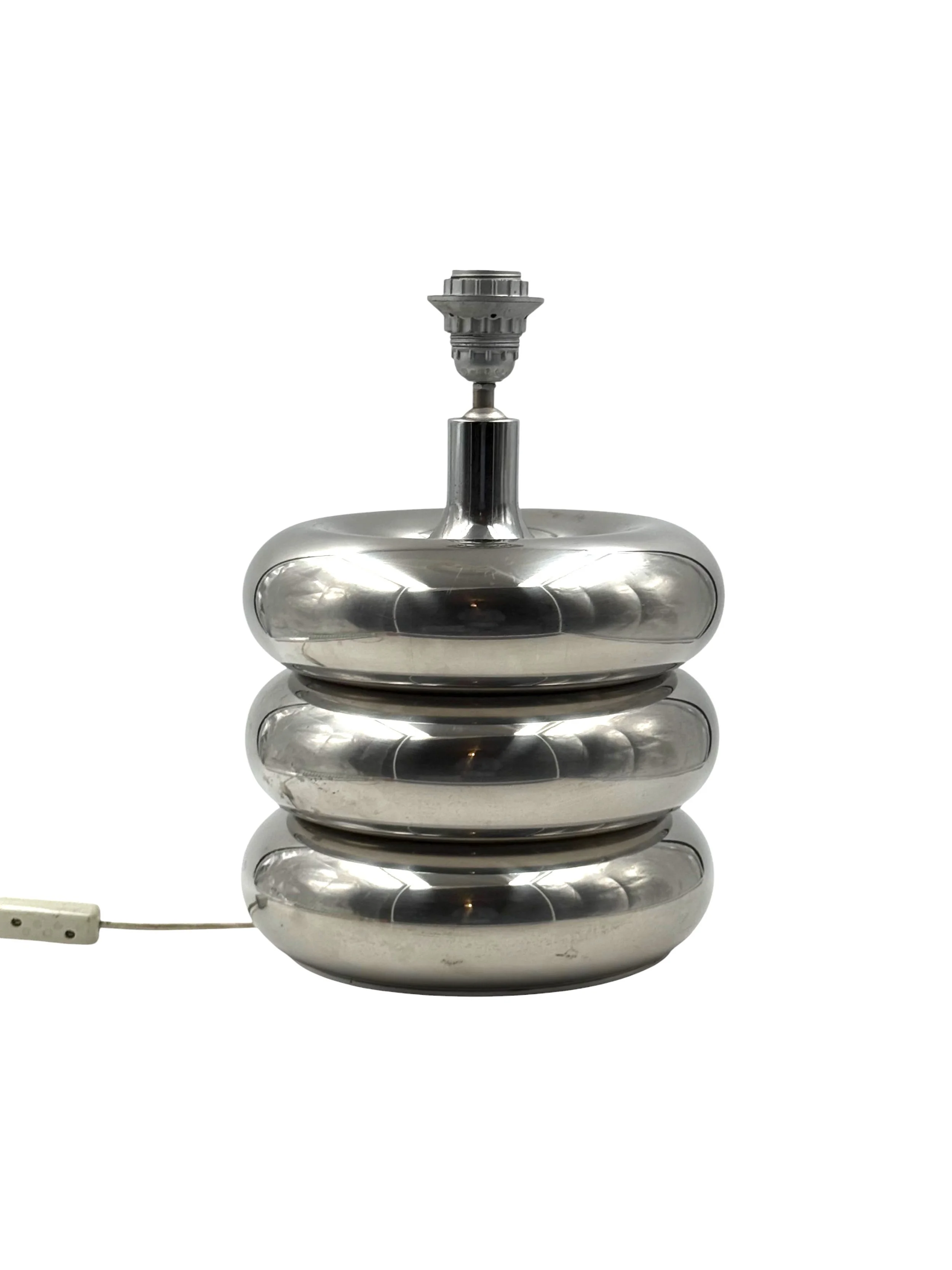 Hollywood regency chromed table lamp base, Luci Milano Italy, 1970s