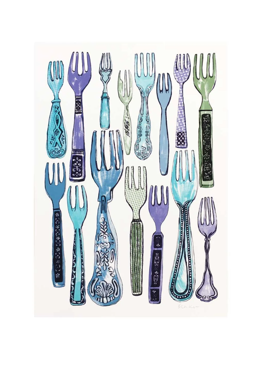 Retro Forks A4 Print - Cutlery