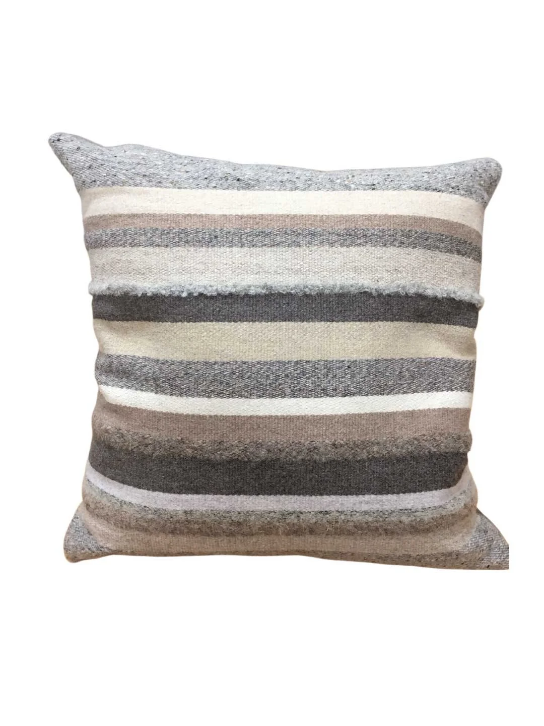 Square Fawn Wool Cushion - Velvet Back