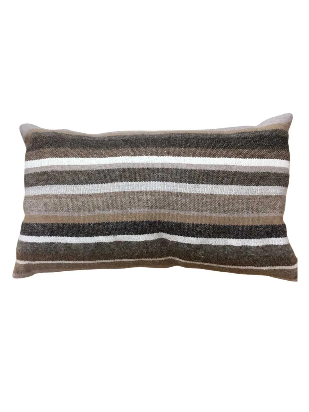 Rectangular Brown Wool Cushion - Velvet Back