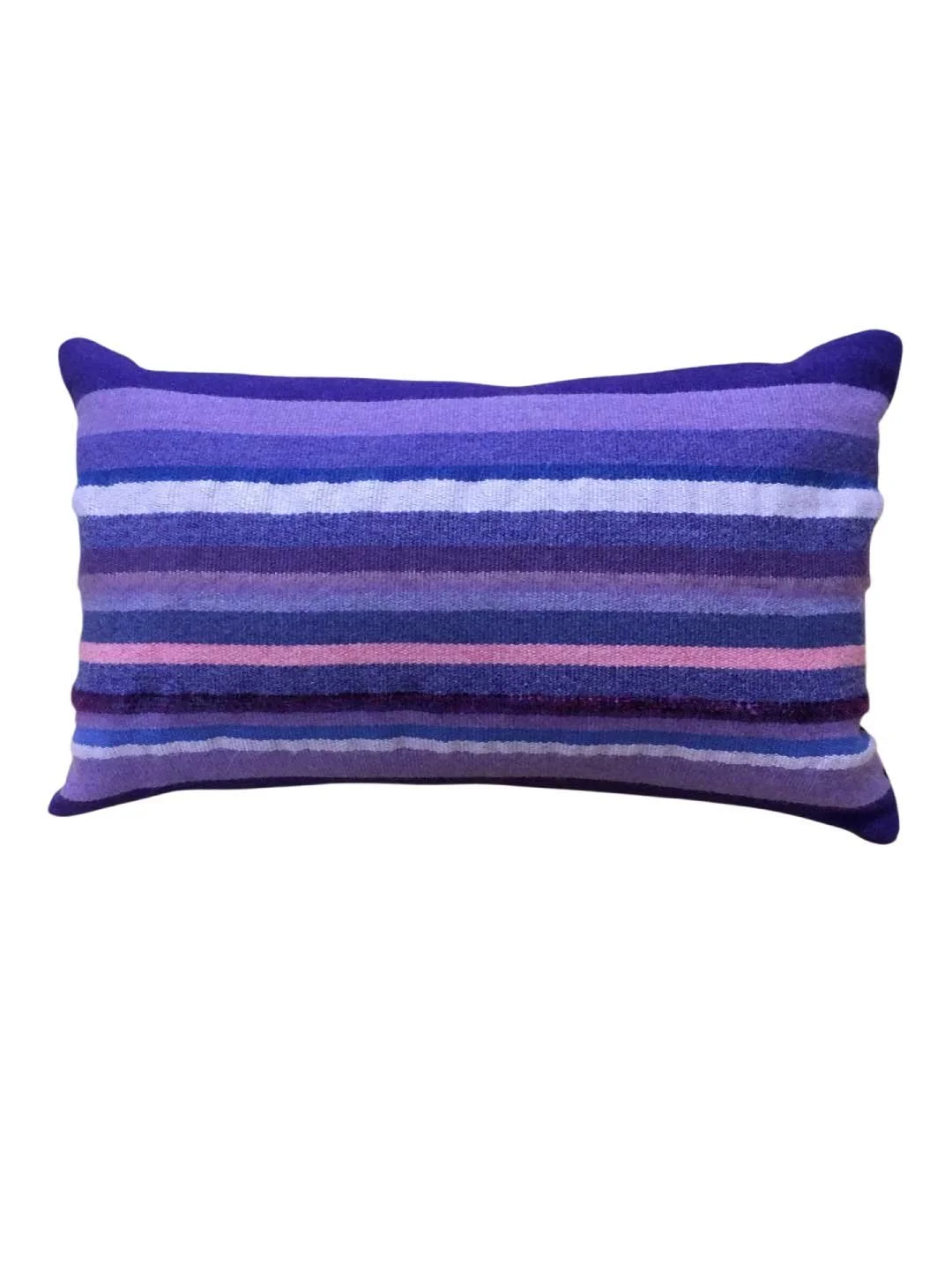Purple Rectangular Wool Cushion - Velvet Back