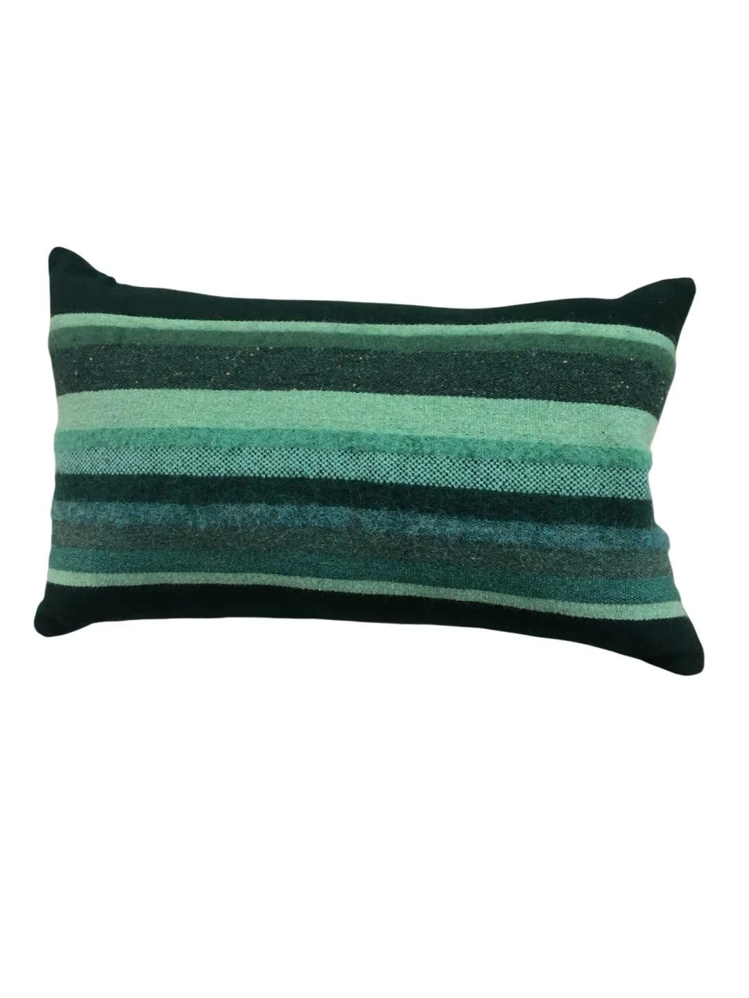 Green Rectangular Wool Cushion - Velvet Back