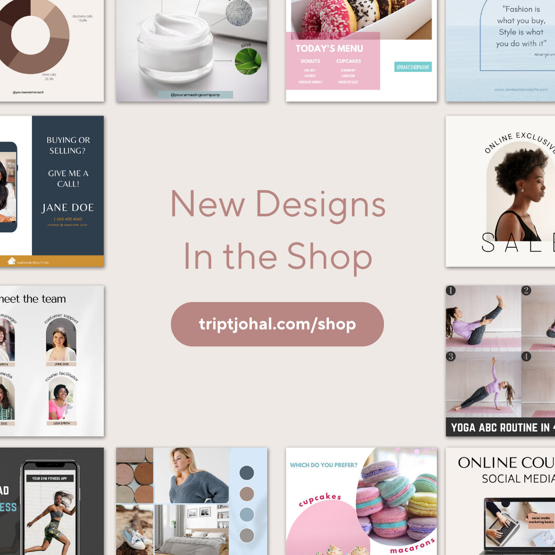 I have some new Instagram Post Templates up in the shop! Head over to 💥 triptjohal.com/shop 💥​​​​​​​​
​​​​​​​​
We all know posting on social media and in particular on Instagram is key to online marketing and growing your business. ​​​​​​​​
​​​​​​​