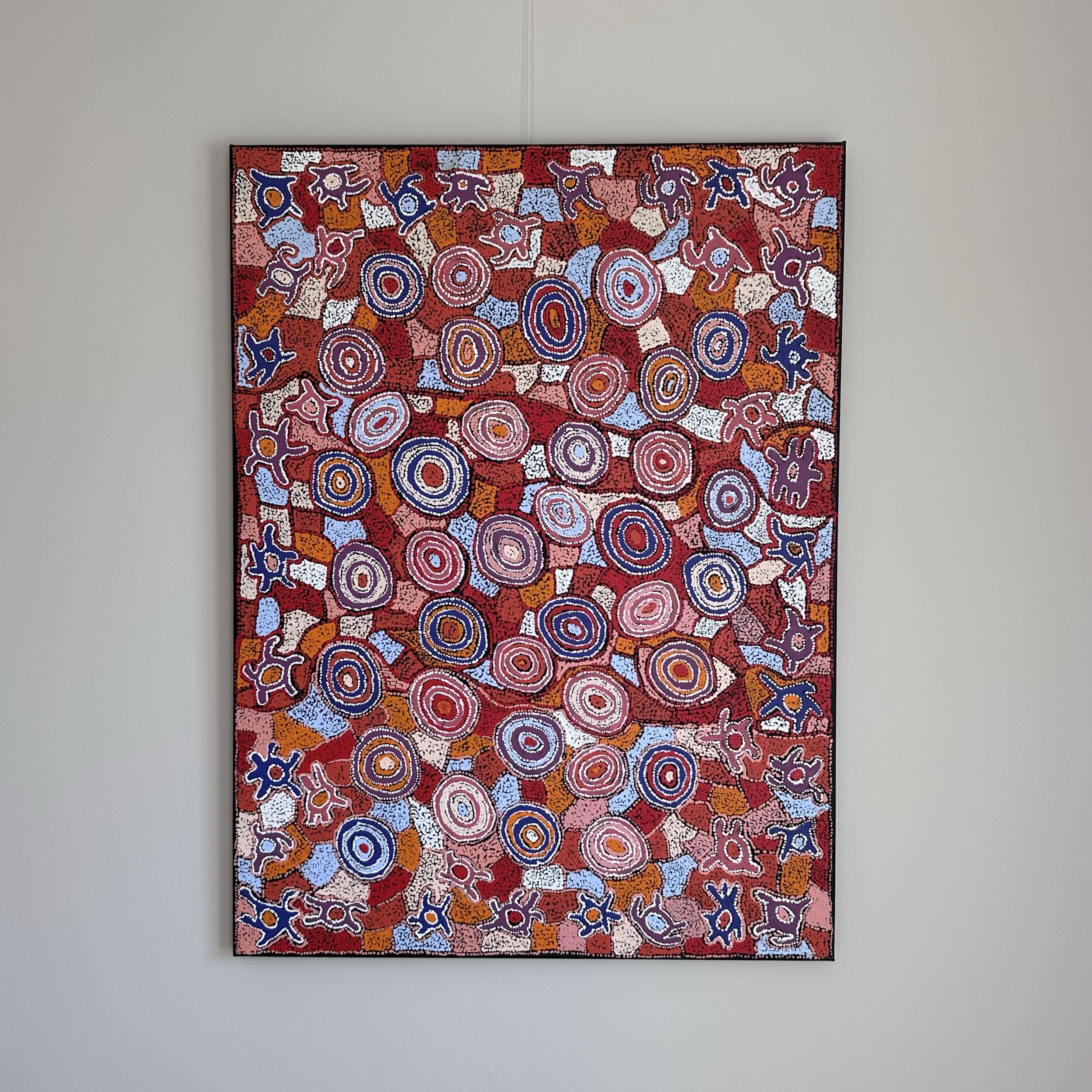 Joy Nangala Brown, 
Yumari Jukurrpa (Yumari Dreaming), 2025, (Nyirripi Art Centre), 
acrylic on linen, 
122 x 91 cm, 
Unstretched CHF1,750, Stretched CHF2,025 