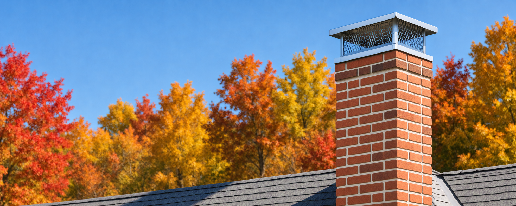 rOOF WITH A CHIMNEY AND THE HEADLINR "CHIMNEY SWEEP AND INSPECTION SPECIALIST"