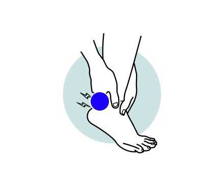 Line drawing of a person experiencing foot or ankle pain.