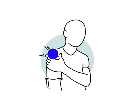 Line drawing of a person experiencing shoulder pain.