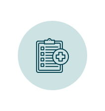 Icon of a clipboard with a medical cross, representing health or medical records.