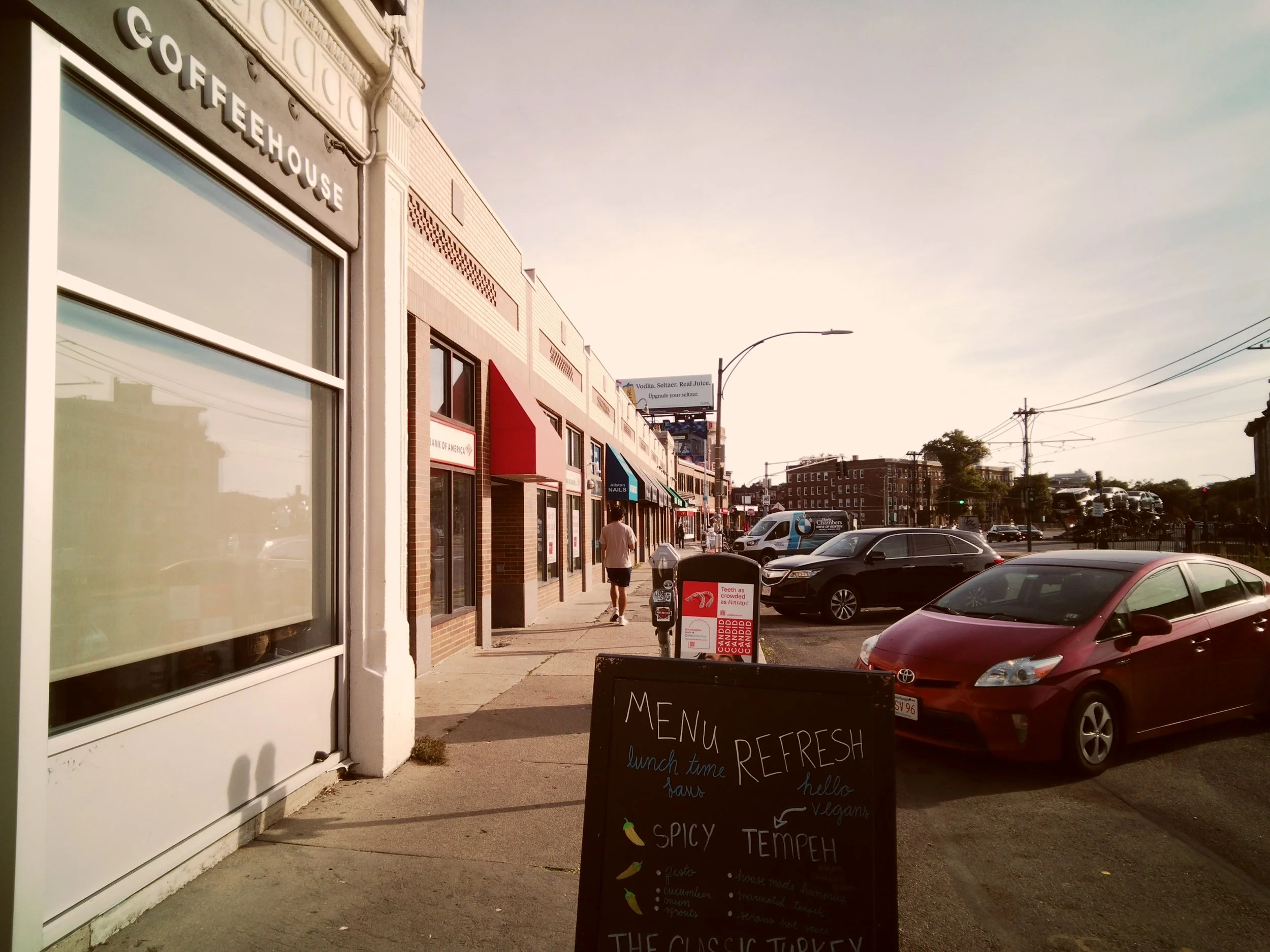 outside Pavement waiting with Raisin while she picked up our order