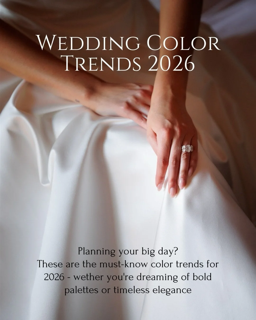 Wedding color trends for 2026 are less about following a formula and more about designing with feeling, place, and intention. 
From rich chocolate fondant and deep burgundy to soft pastels, island citrus hues, and luminous Cloud Dancer whites, these 
