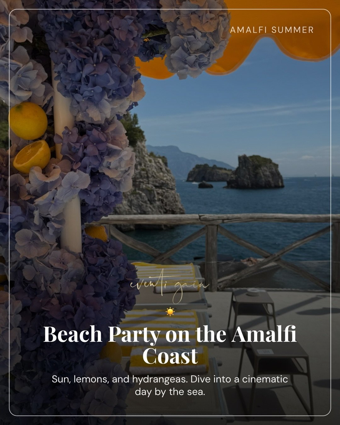 If summer had a signature look, this would be it. 🍋💛🌊 loved designing this beach party! 

A sun-soaked Amalfi celebration for Jillian &amp; Mike, where every detail captured the magic of the Mediterranean.

#AmalfiCoast #ItalianSummer #eventigaia 