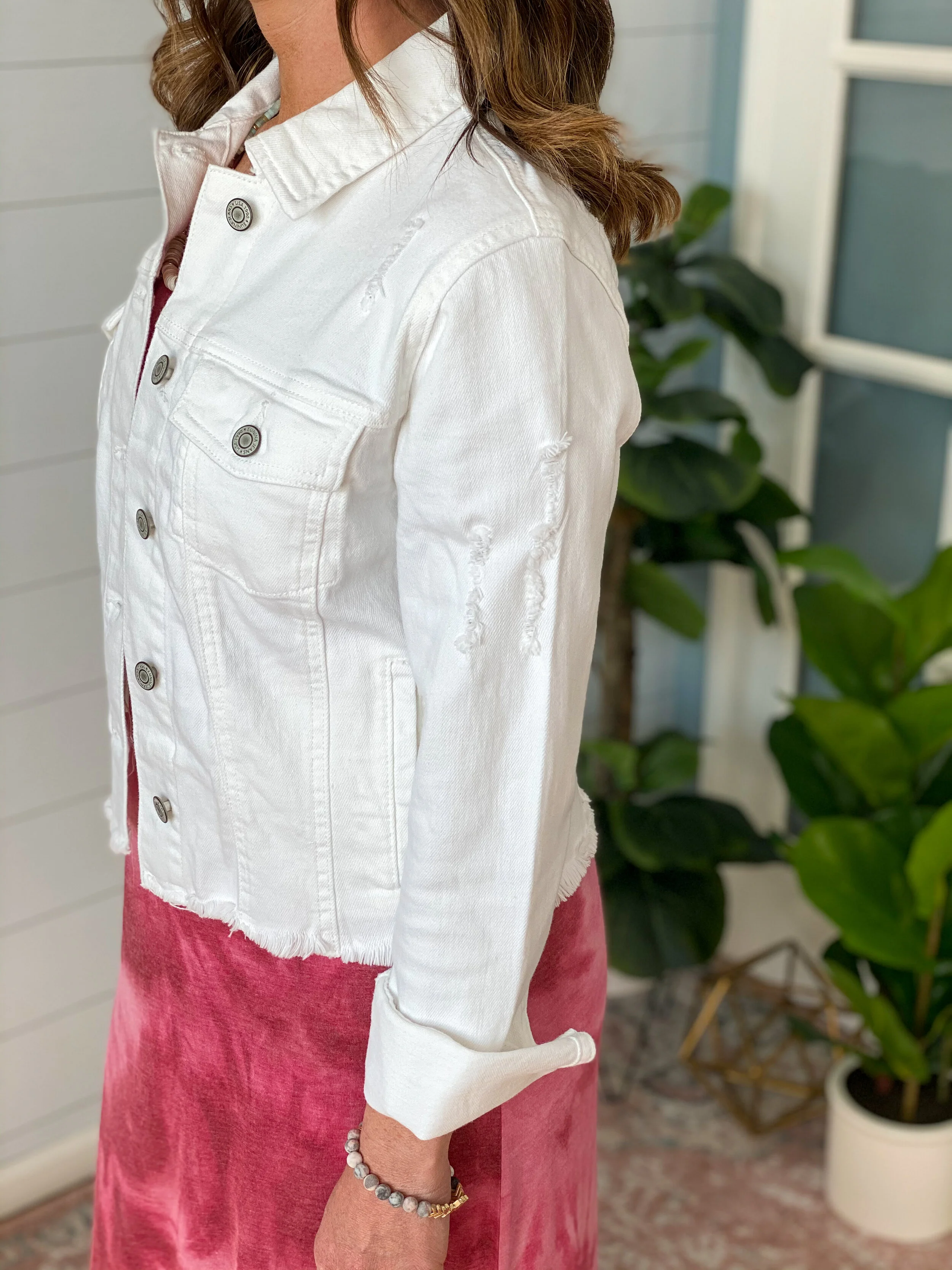 white distressed jacket