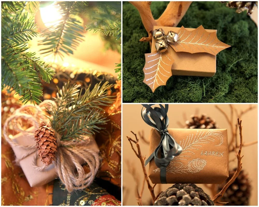 Christmas Gift Wrap: Natural-Glam Style