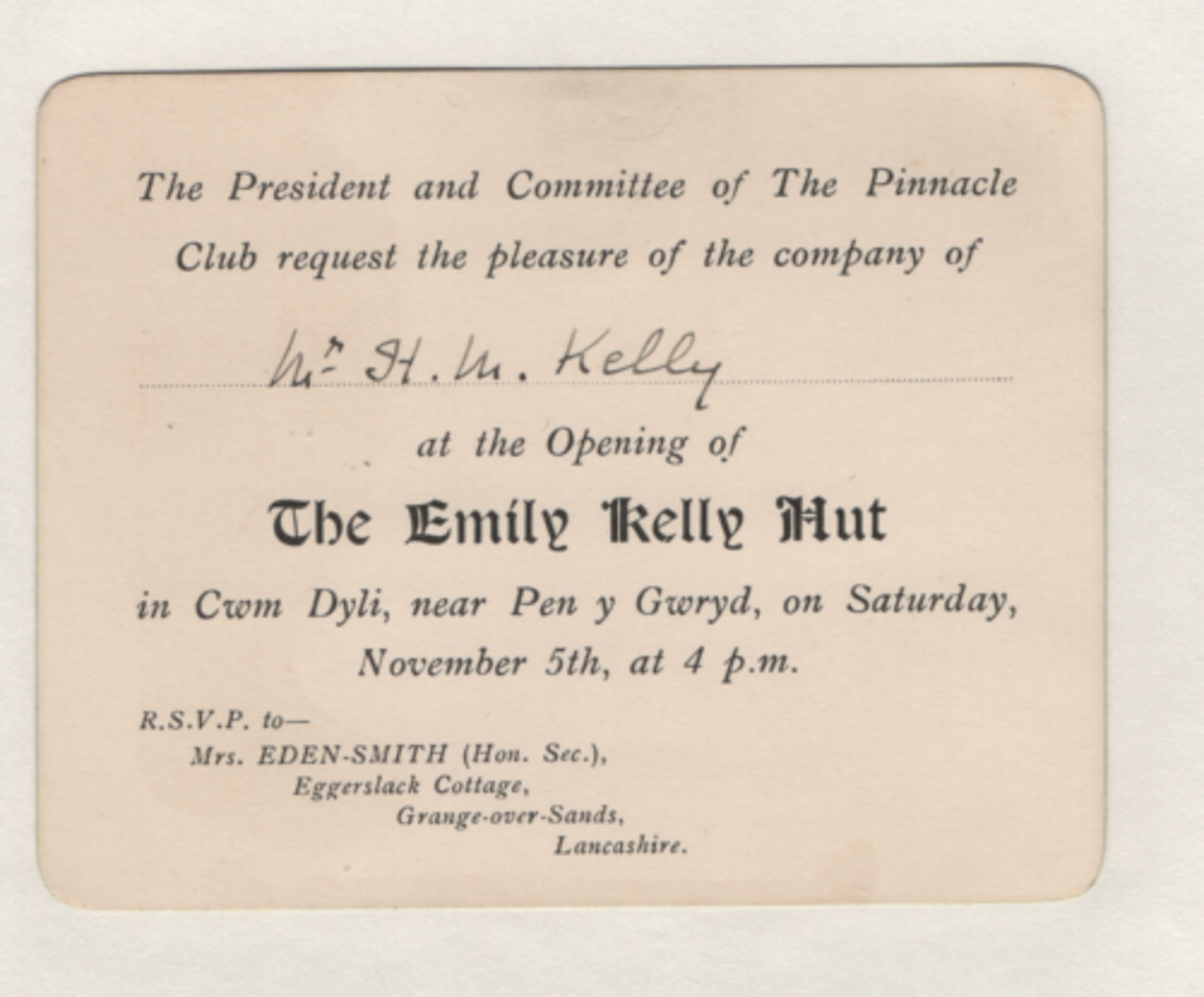 An invitation to the opening of the hut in 1932