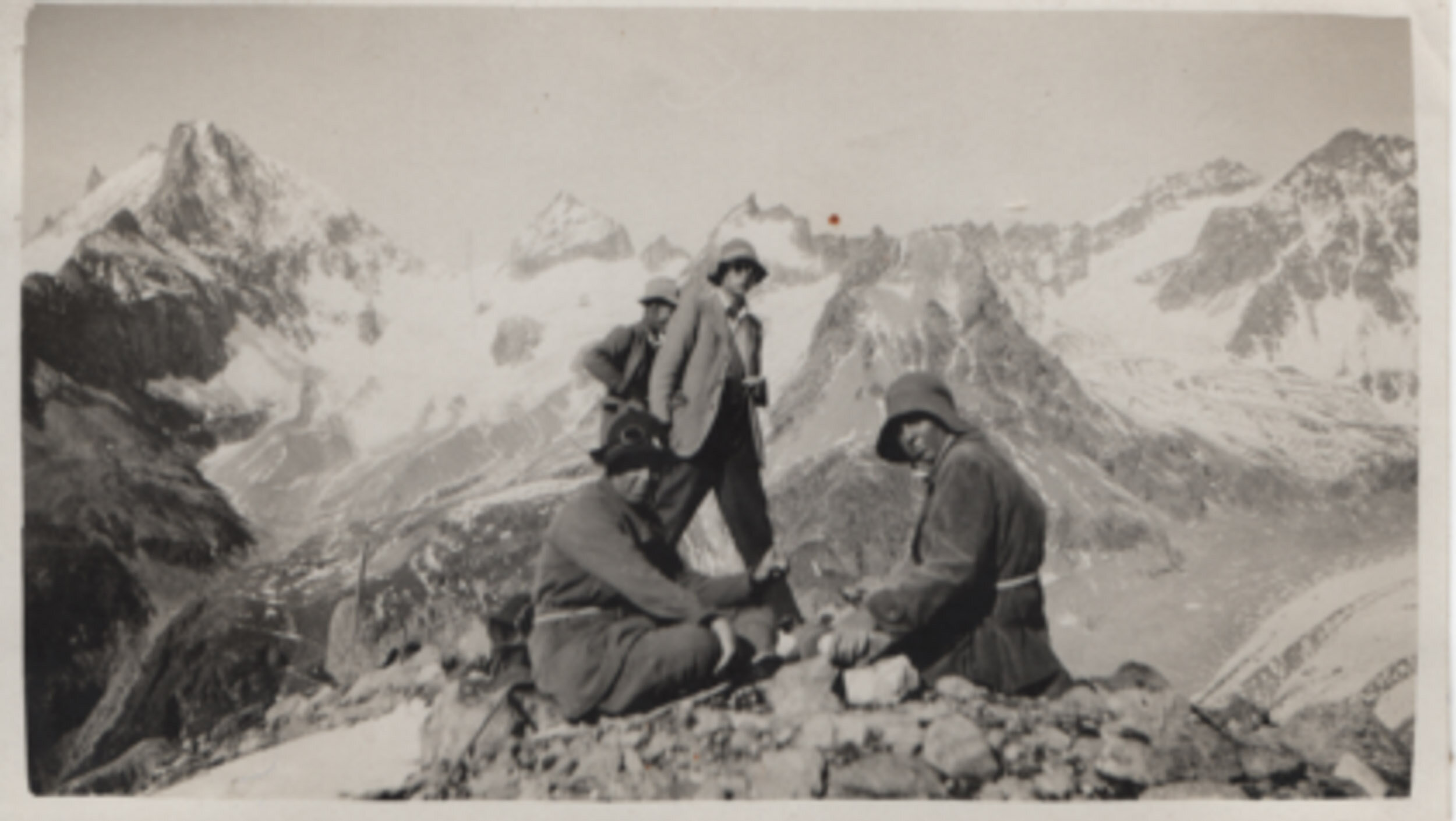 Marjory Heys-Jones and party, Swiss Alps, 1950