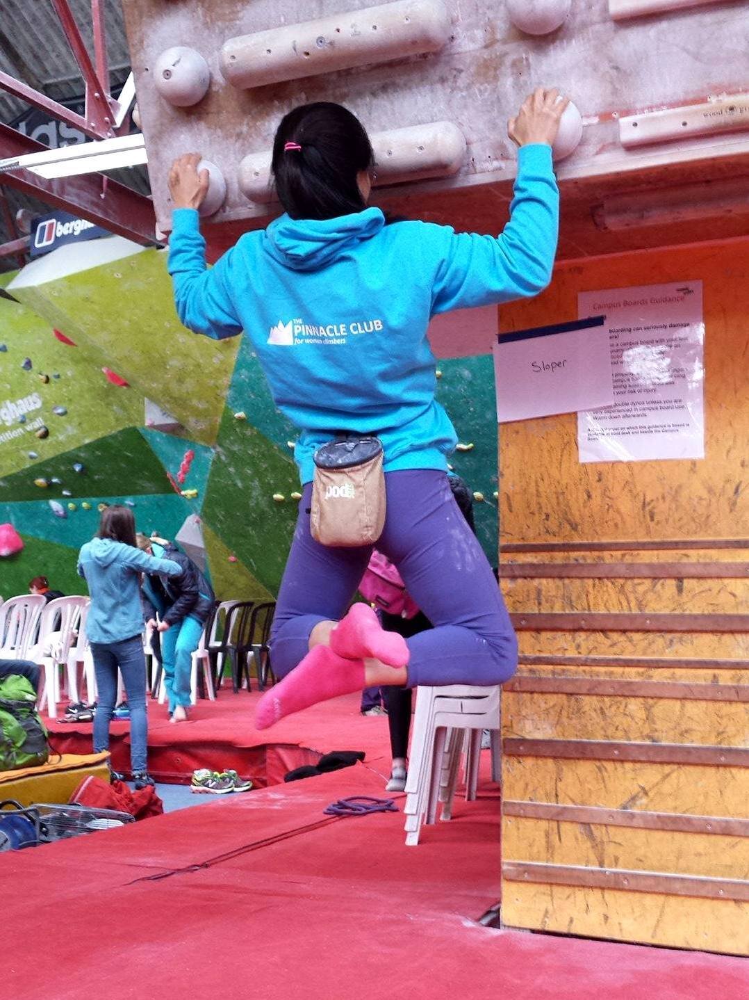 Emma Biczyk at the climbing wall in 2015