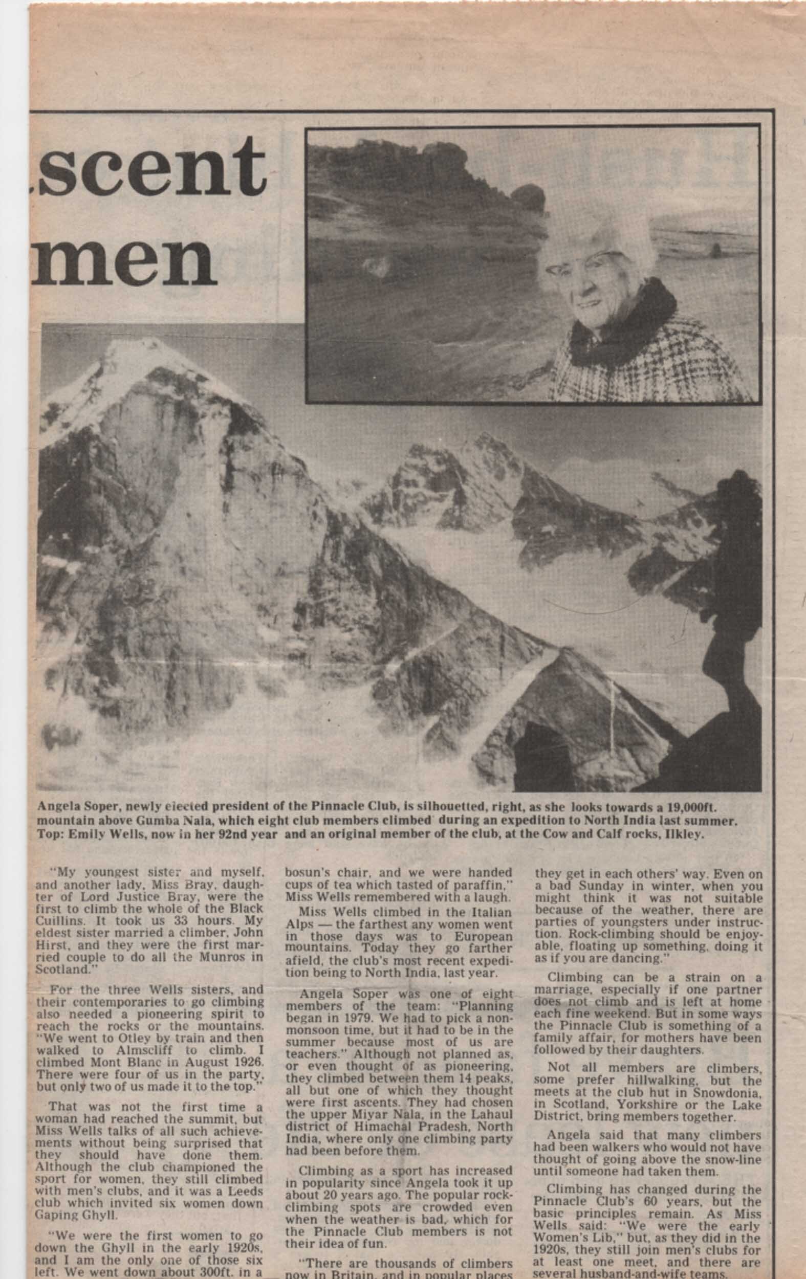 A newspaper article on the Wells family and Angela Soper, 1981