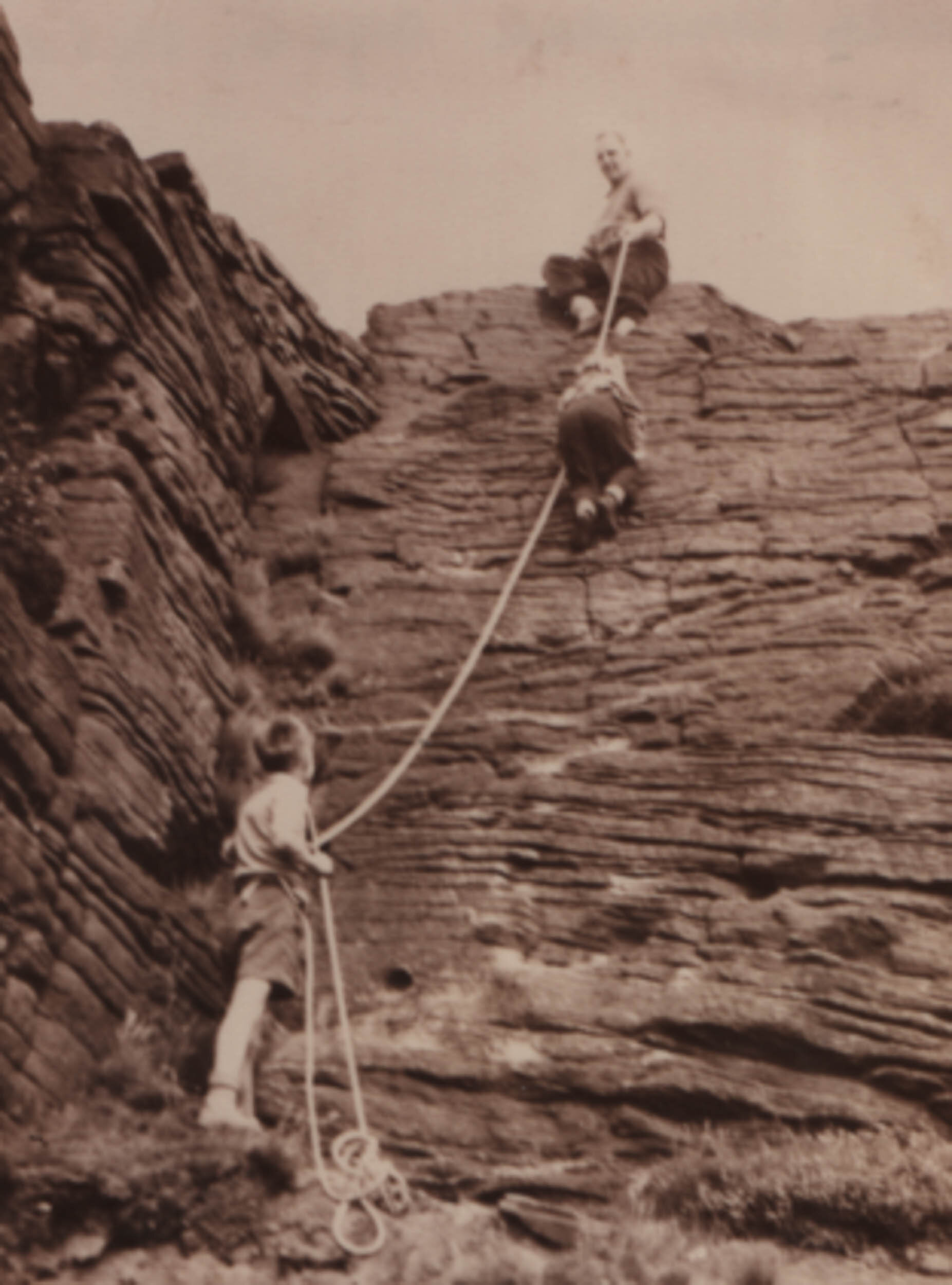 Sheila Cormack and family at Windgather Edge, Peak District, in 1952