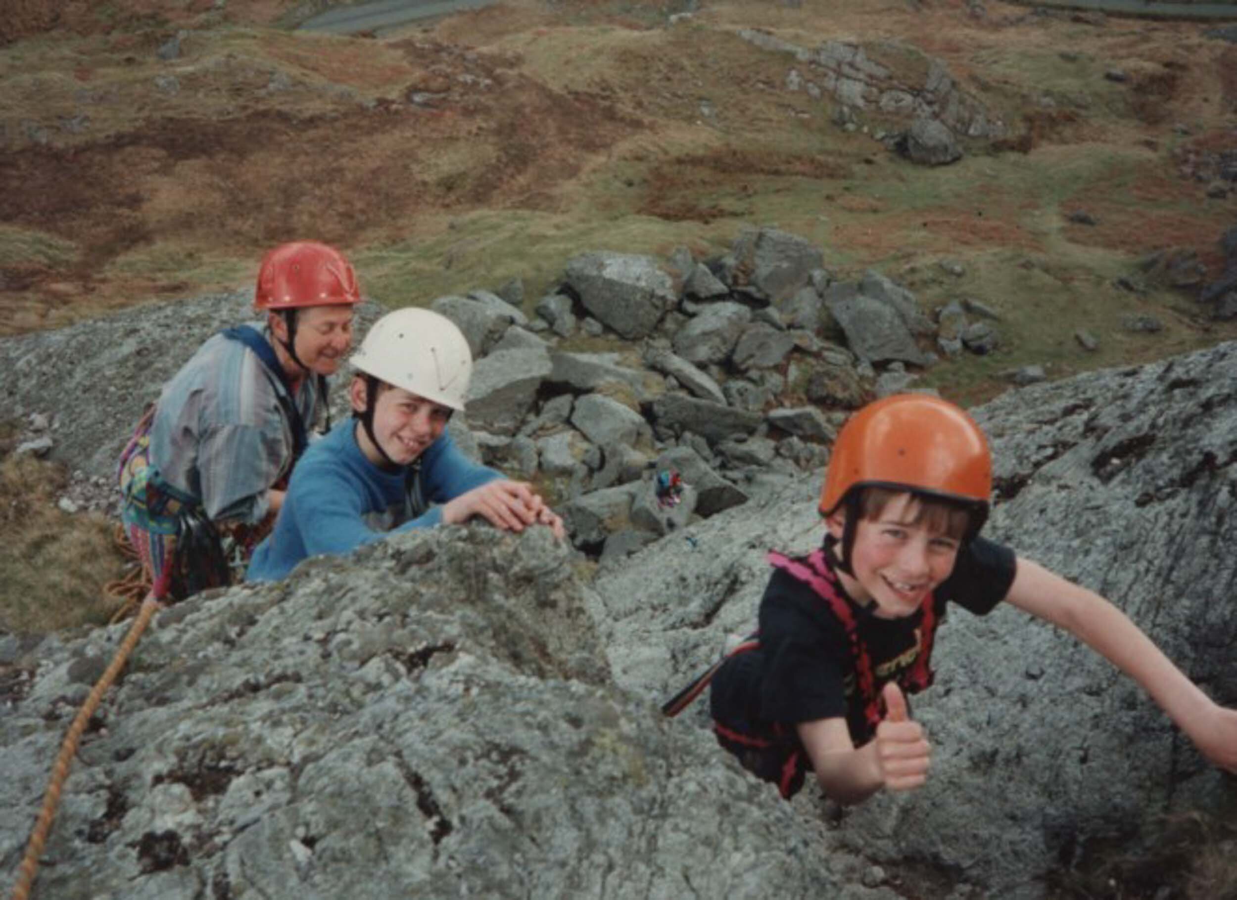 Fern Levy guiding two youngsters in Moelwyns, North Wales, in 1993